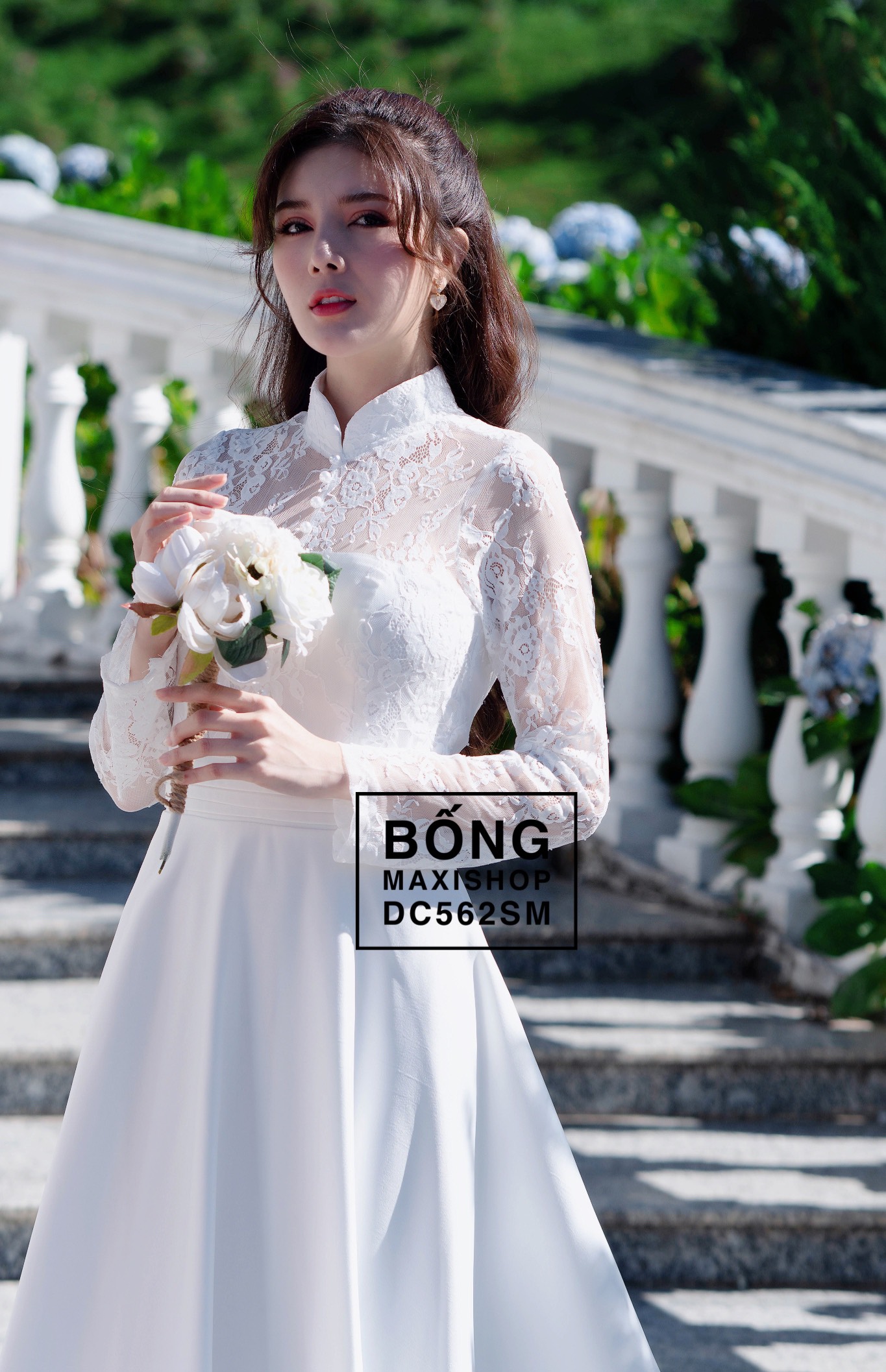 Mua đầm cưới Dress47 váy chụp ảnh nơ dài hở lưng. váy đi bàn đơn giản xoè  dài sang trọng - Yeep