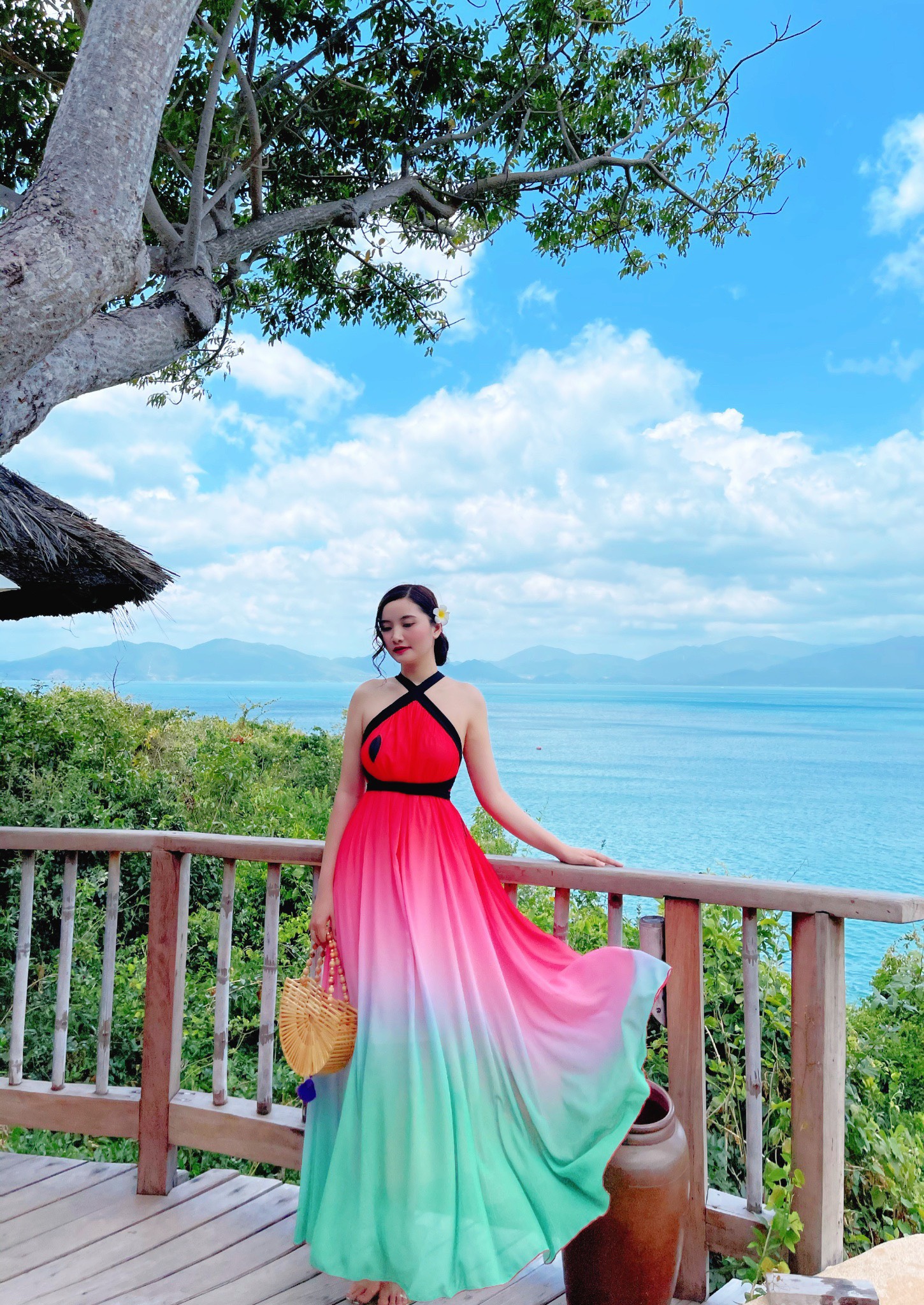 Đầm Maxi Yếm Đỏ Dưa Hấu Xanh DM152