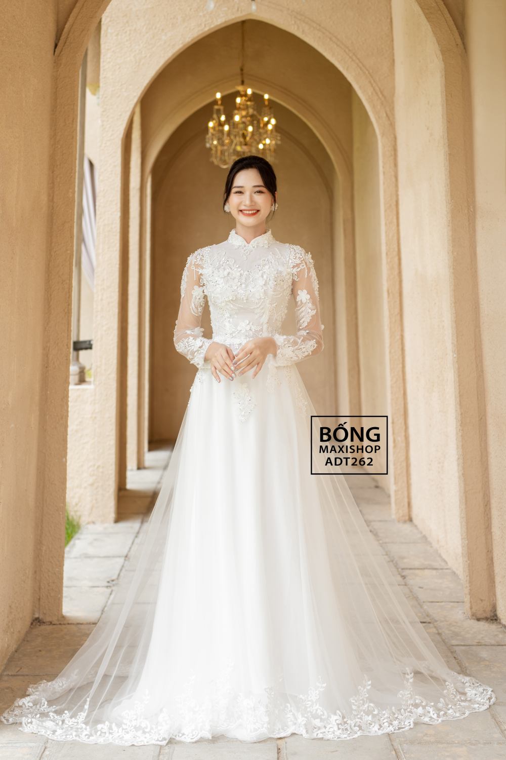 VÁY CƯỚI TRỄ VAI SANG TRỌNG-LT238 - VÁY CƯỚI CAO CẤP LINH NGA BRIDAL