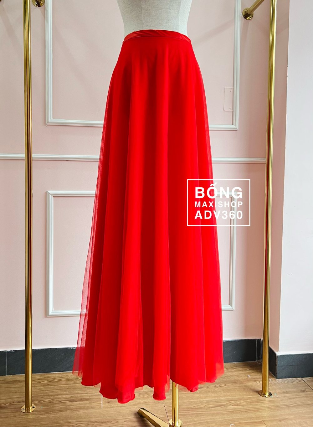 Chân váy midi xòe xếp ly màu đỏ CV03-35 | Thời trang công sở K&K Fashion