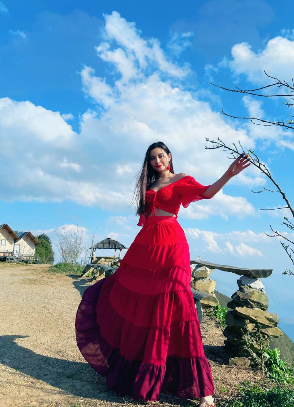Màu đỏ bên bờ biển kỳ nghỉ cotton và váy lanh nữ gió quốc gia váy dài boho  váy Thái Lan váy siêu cổ tích áo dài dáng đầm | Tàu Tốc