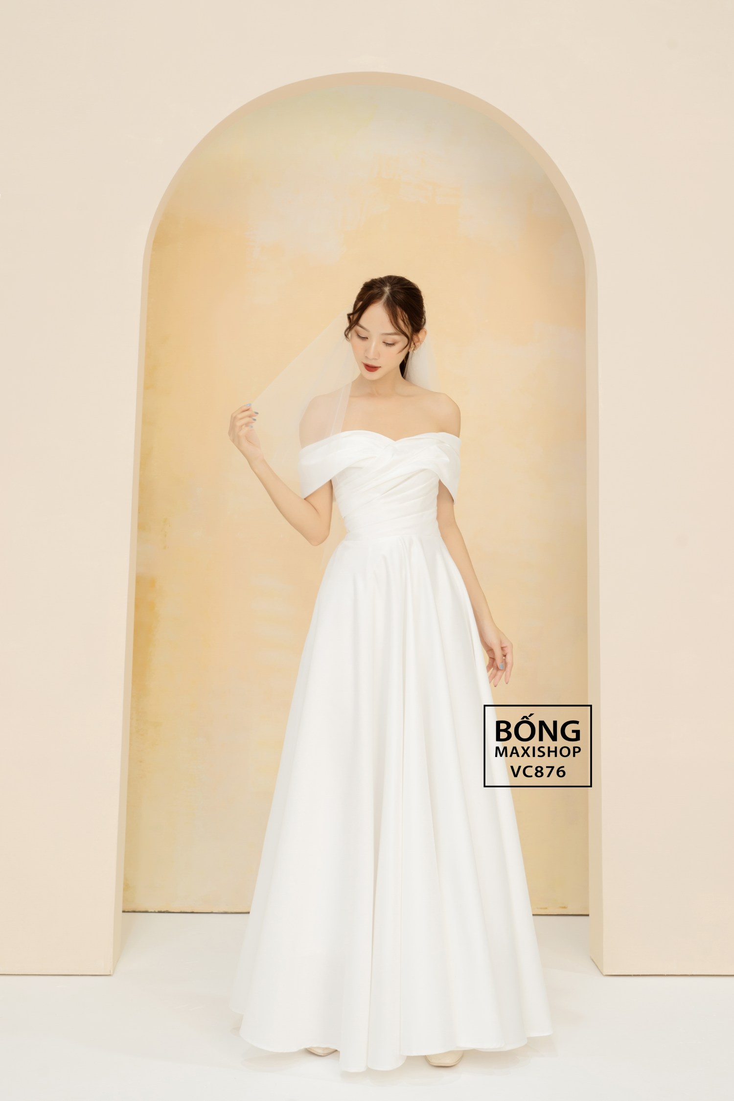 Váy cưới trơn 2 dây ren thắt nơ xòe nhẹ (PDPN-R12) – M.O.T Bridal – For  Love, For Life