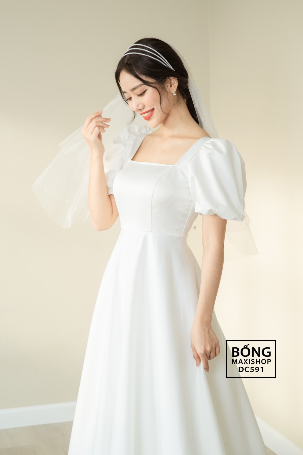 Váy cưới tay dài đính kết hoa vai phồng lấp lánh xòe lớn (PDPL-BL26) –  M.O.T Bridal – For Love, For Life