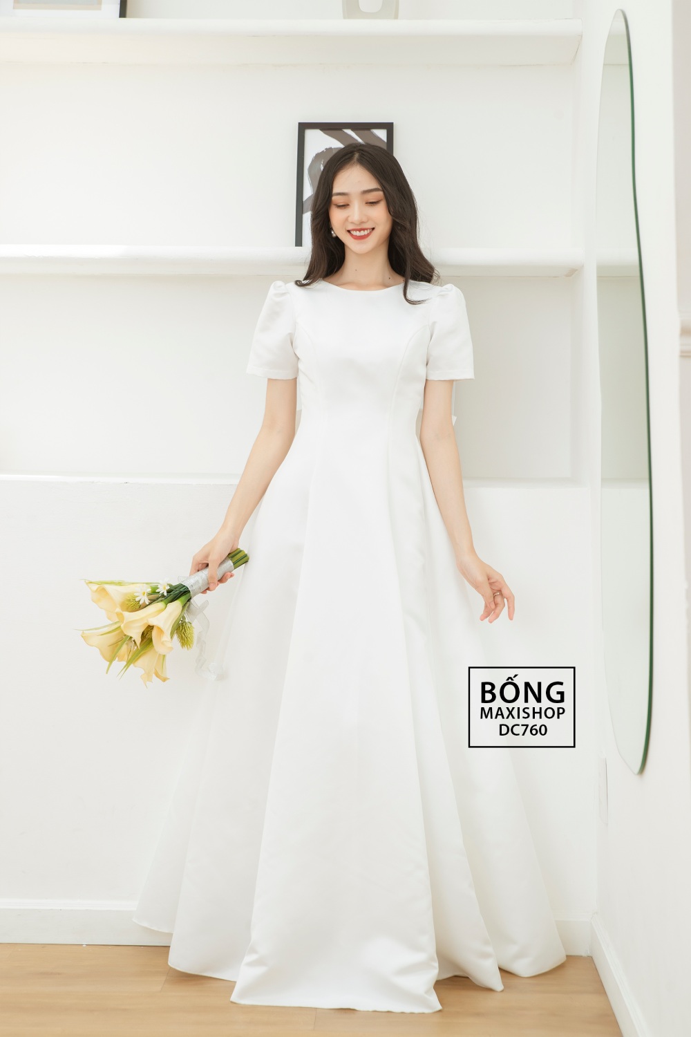 VÁY CƯỚI TRỄ VAI SANG TRỌNG-LT238 - VÁY CƯỚI CAO CẤP LINH NGA BRIDAL