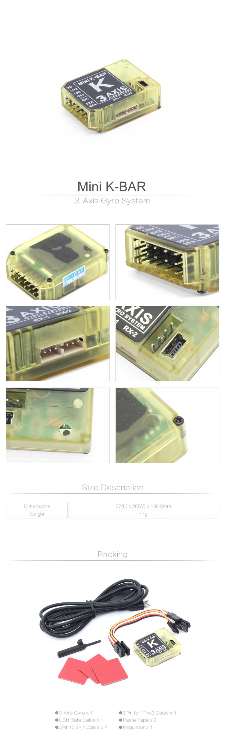 MINI KBAR V2 3Axis Flybarless System KBARMV2 HobbyzoneVN