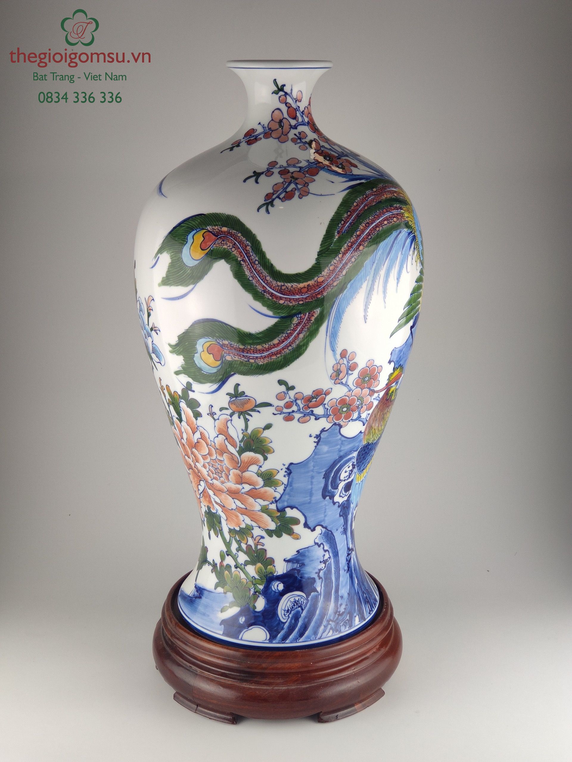 Mai bình tích lộc "Đôi Chim Phượng hoàng hoa đào"