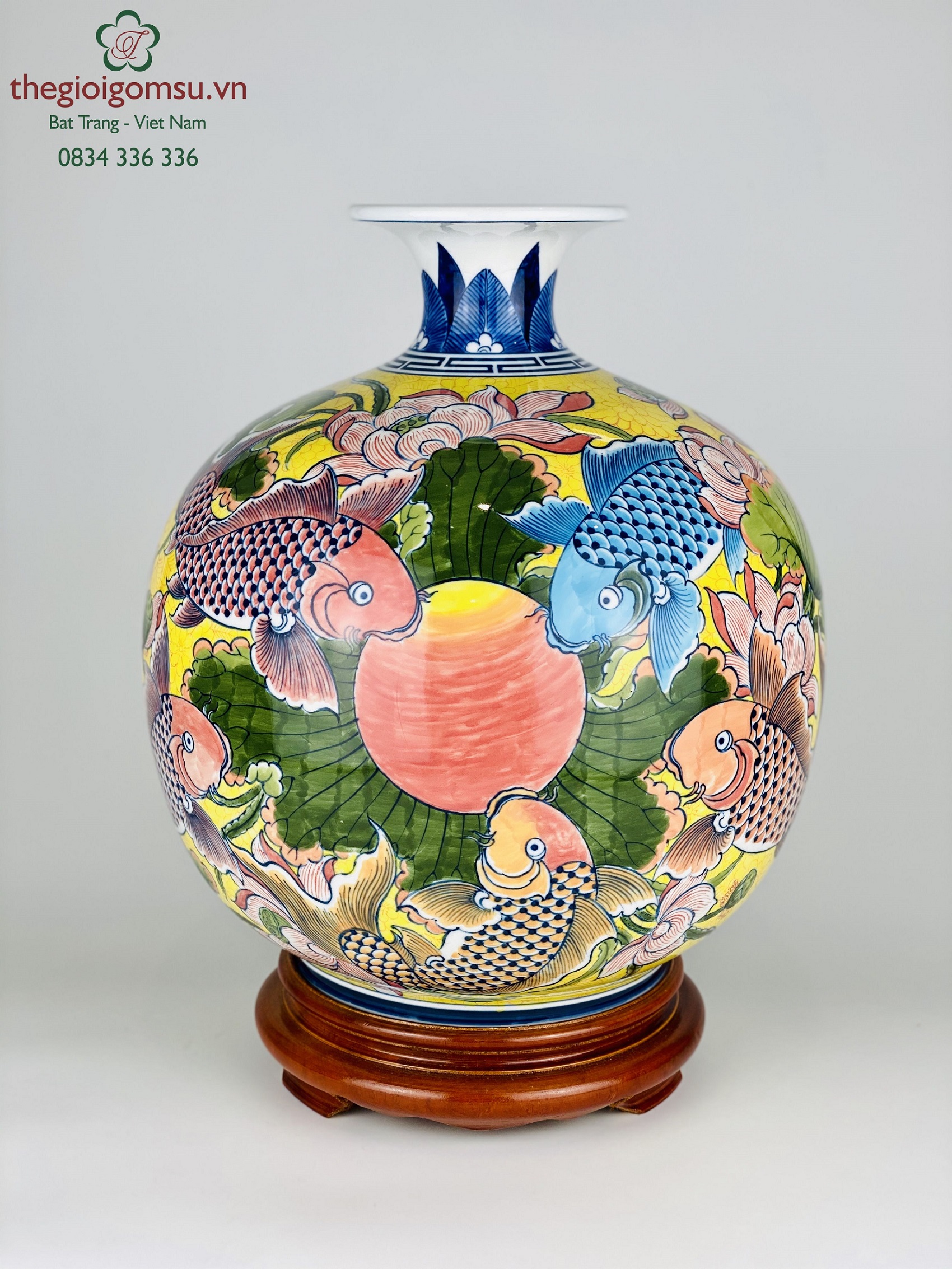 Bình hút lộc vàng đại cát "cá chép trông trăng "