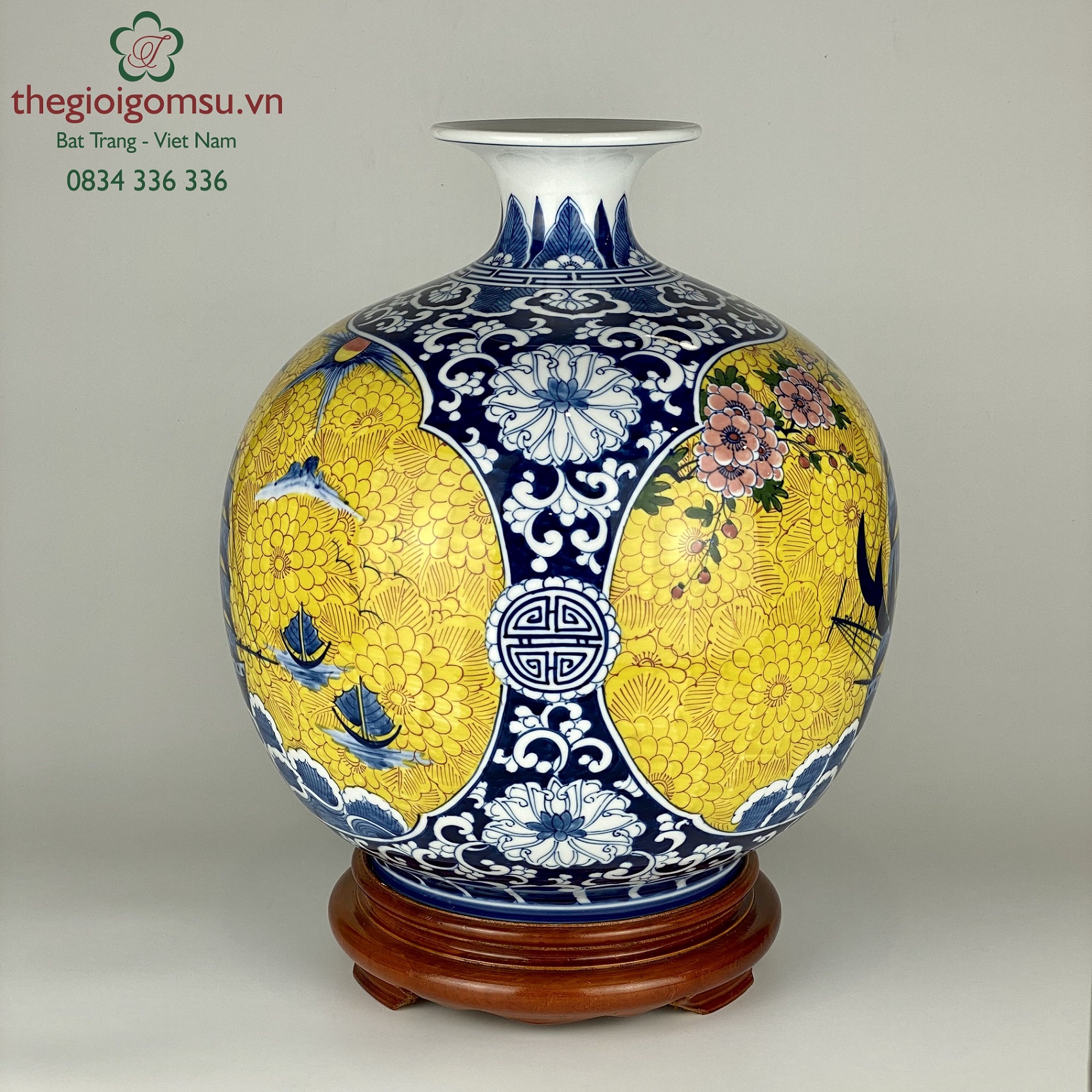 Bình hút tài lộc "Thuận Buồm Xuôi Gió" vàng đai cát