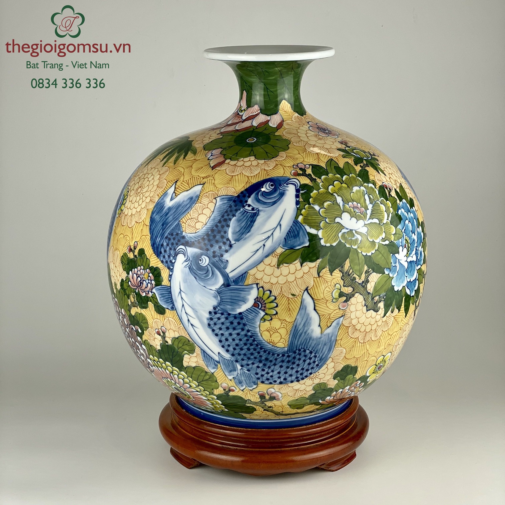 Bình hút tài lộc "Cá Chép Liên Hoa"