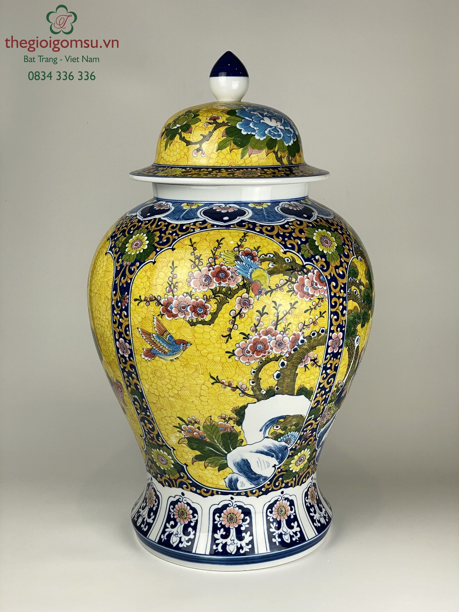 Chóe phong thủy vẽ tứ cảnh nền vàng đại cát