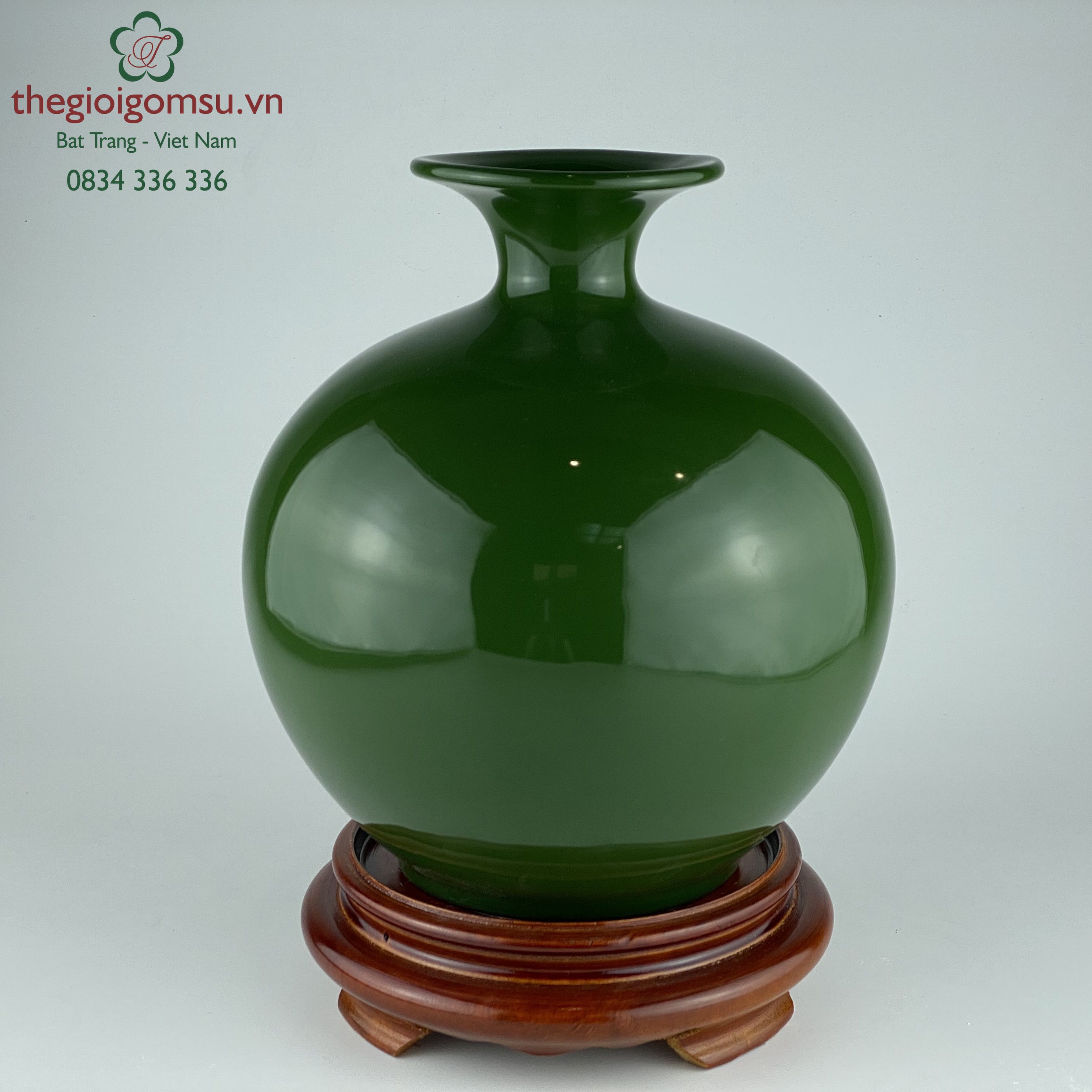 Bình hút tài lộc màu xanh lá men bóng