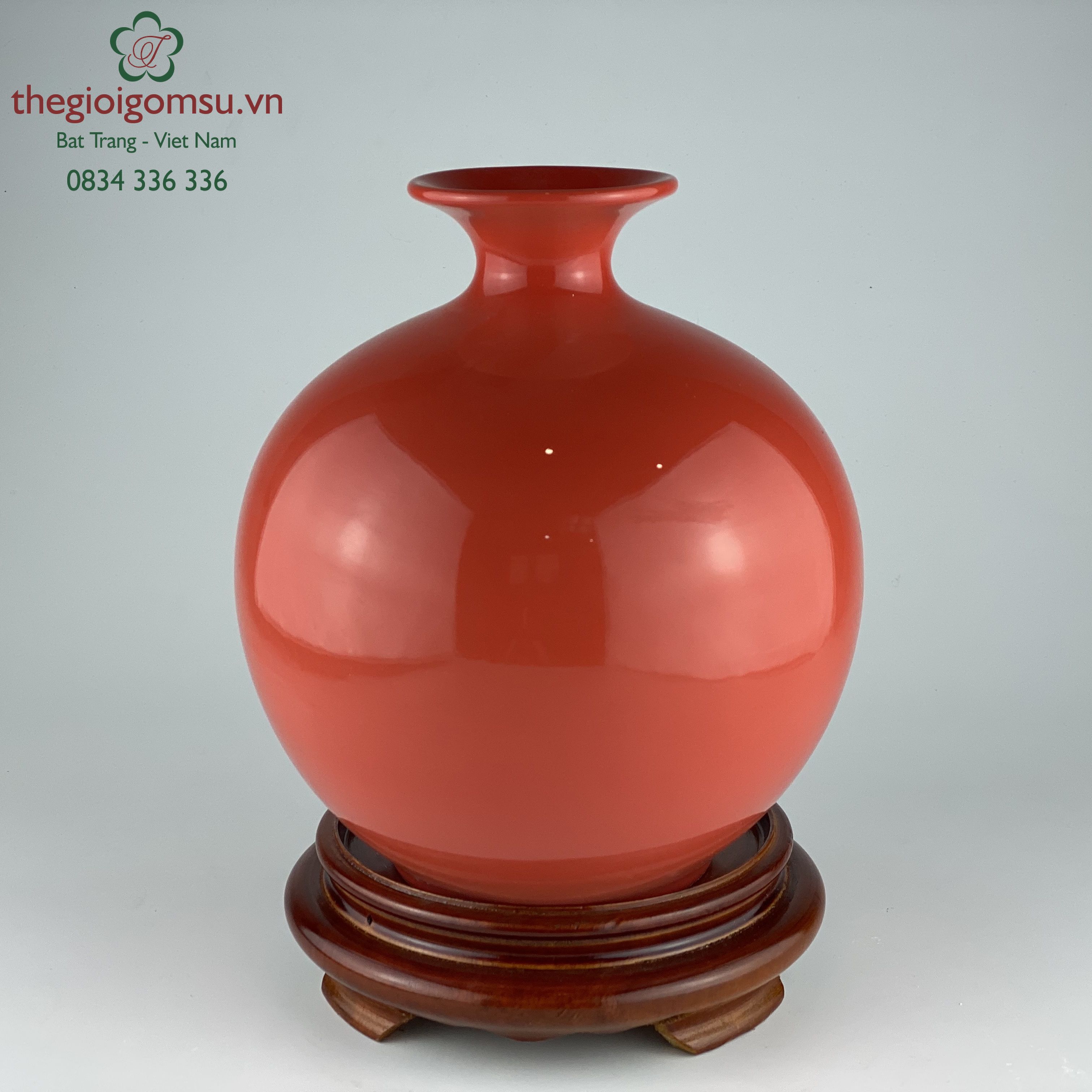 Bình hút tài lộc màu đỏ ( Huyết dụ ) men bóng