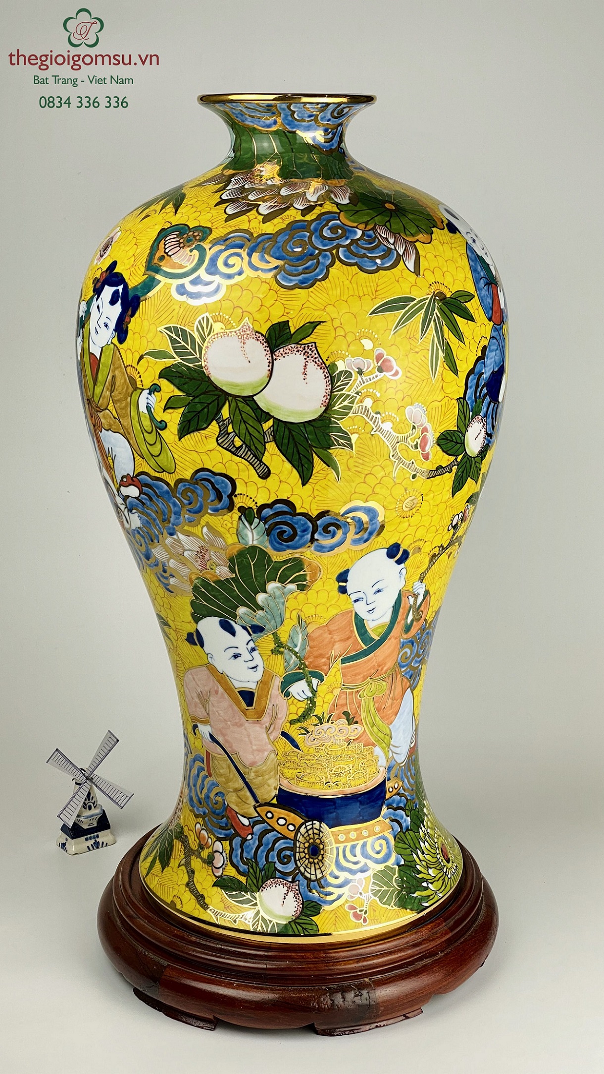 Mai bình tích lộc Tiên đồng ngọc nữ vẽ vàng