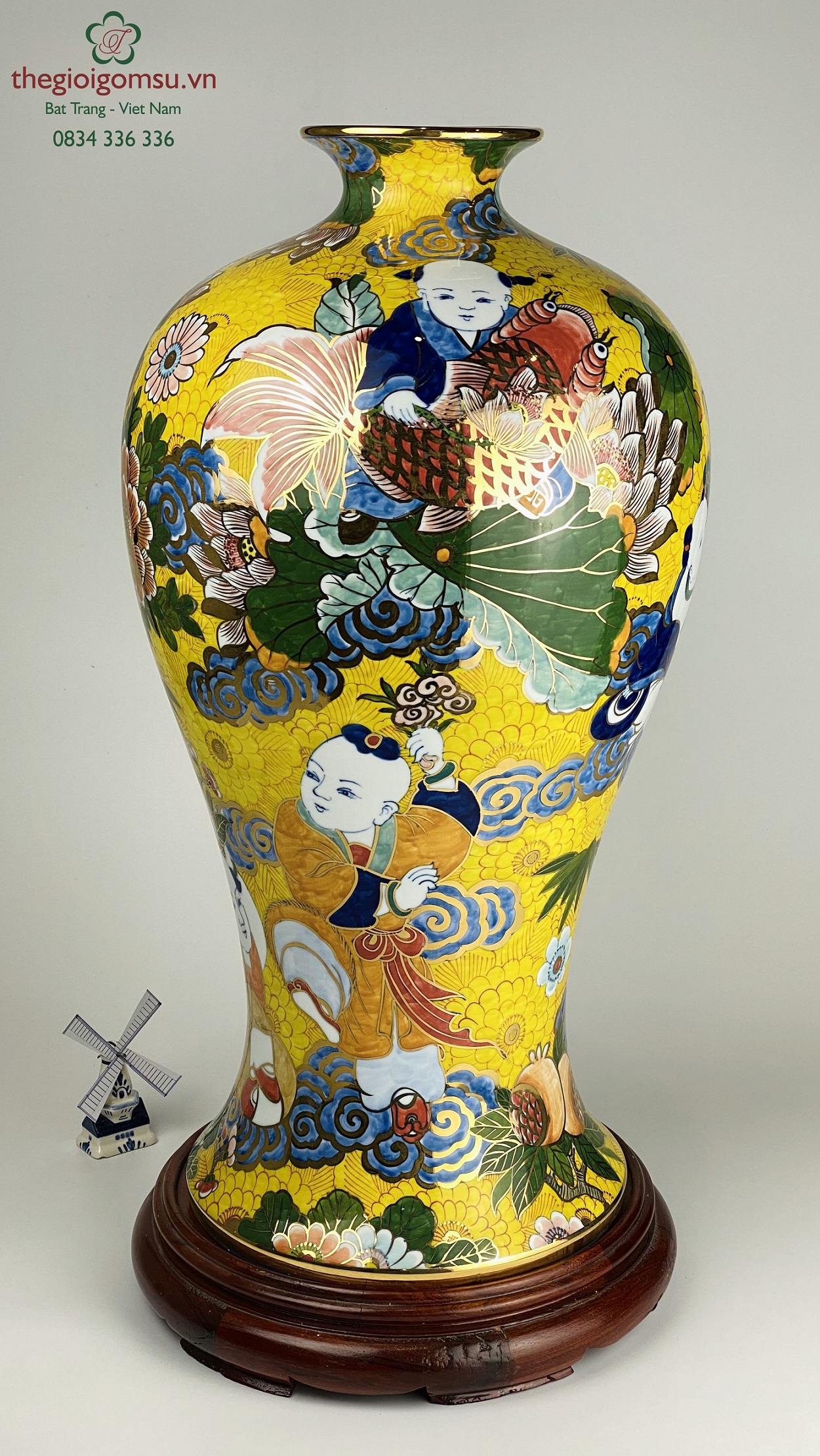 Mai bình tích lộc Tiên đồng ngọc nữ vẽ vàng