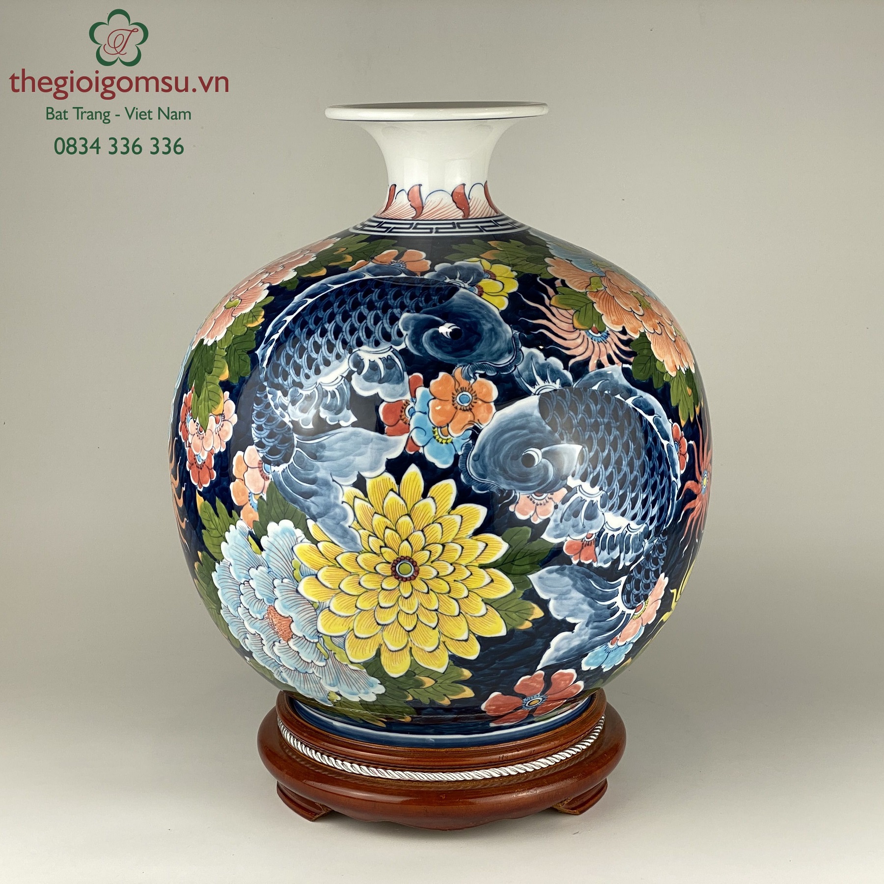 Bình hút tài lộc "cá chép lộc hoa vàng"