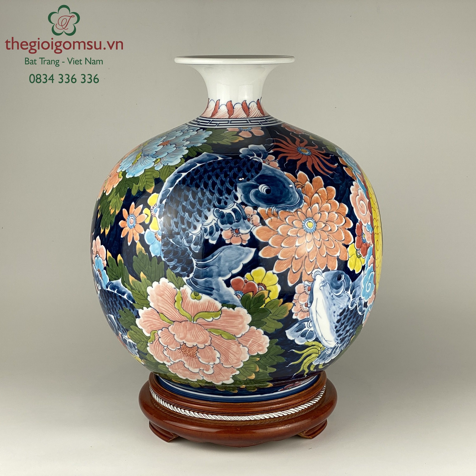 Bình hút tài lộc "cá chép lộc hoa vàng"