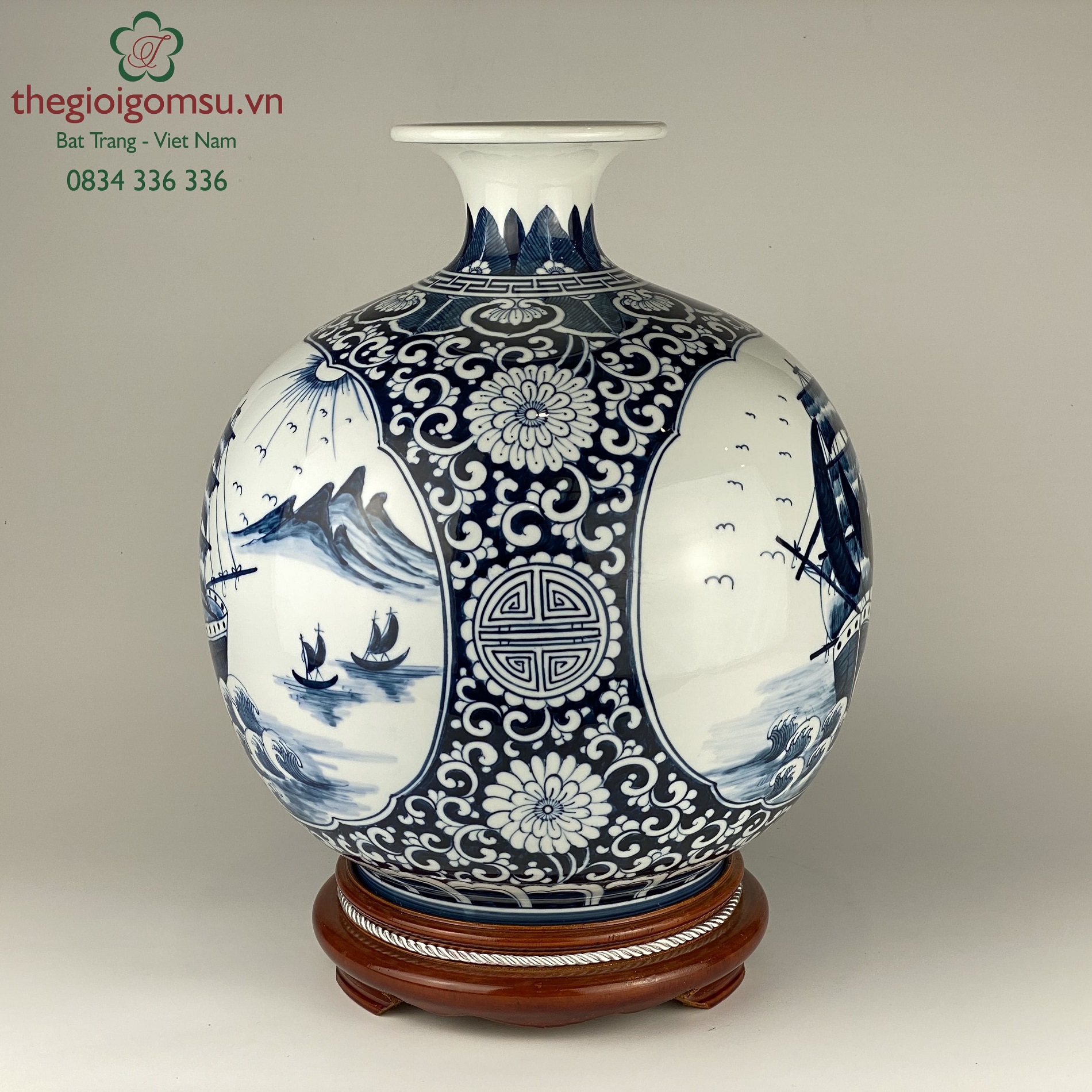 Bình Hút Tài Lộc "Thuận buồm xuôi gió nhị cảnh" men tràm