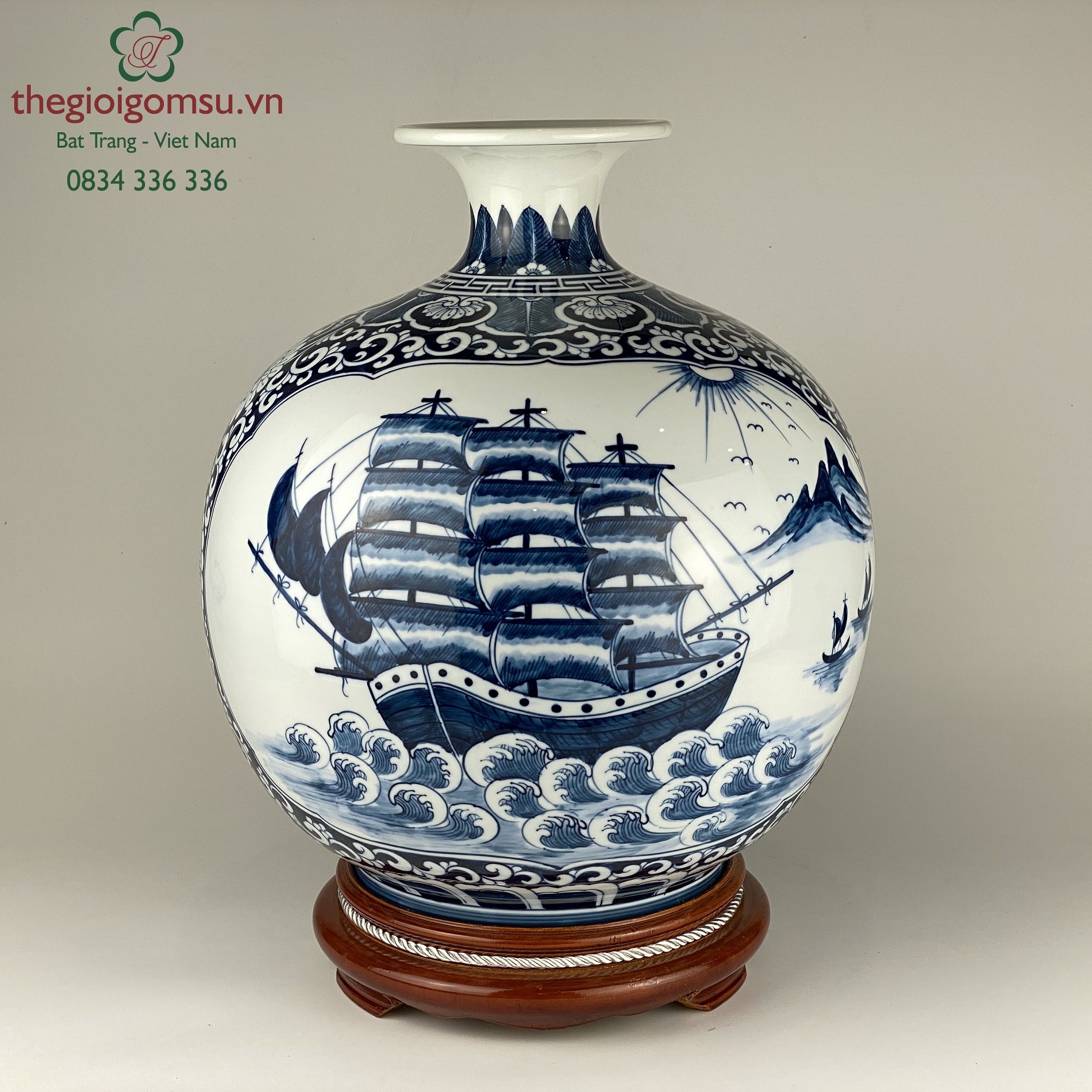 Bình Hút Tài Lộc "Thuận buồm xuôi gió nhị cảnh" men tràm