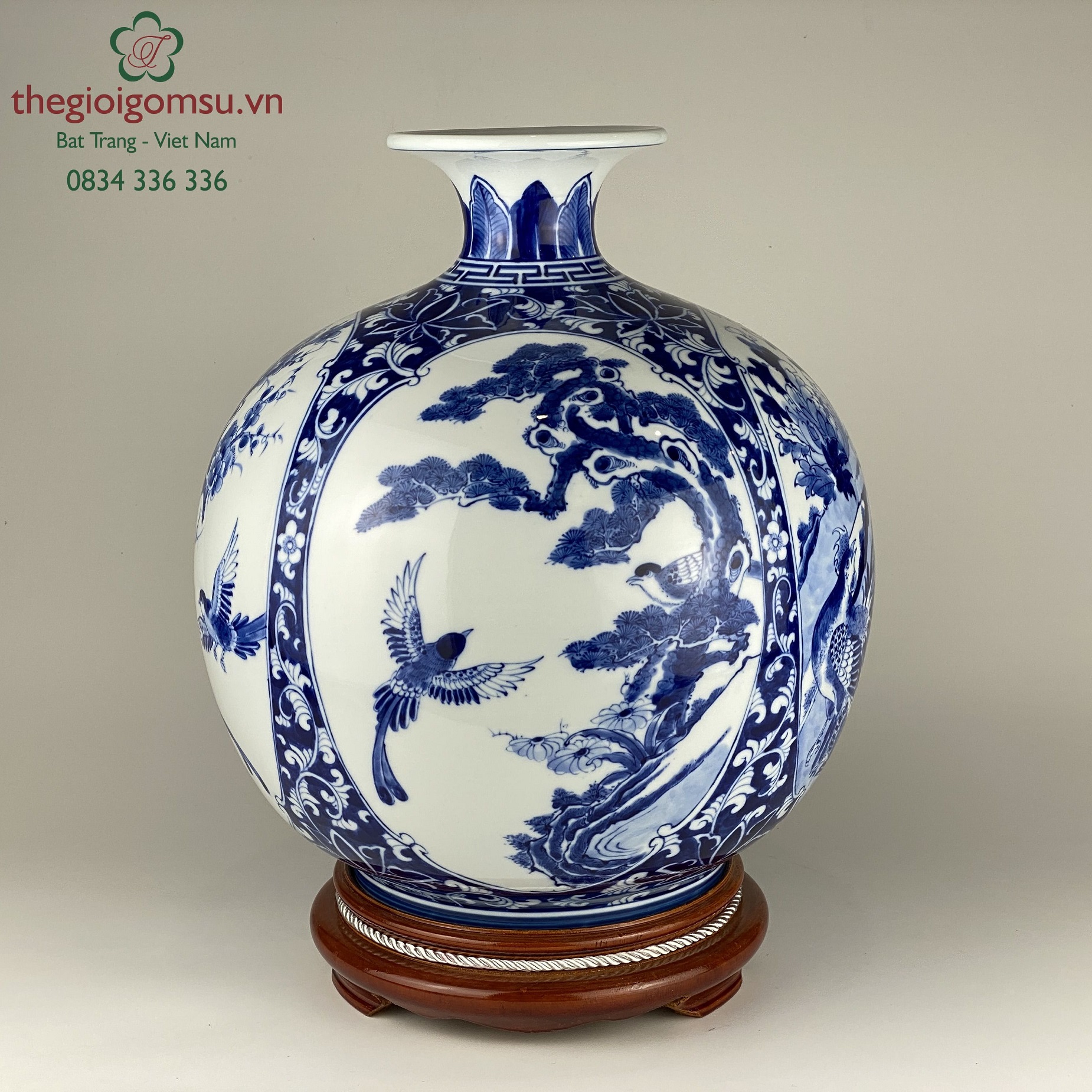 Bình hút tài lộc " Tứ Cảnh" chim ngọc bích