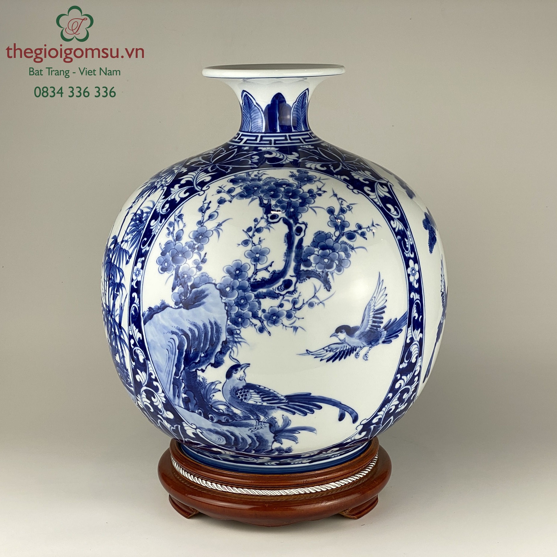 Bình hút tài lộc " Tứ Cảnh" chim ngọc bích