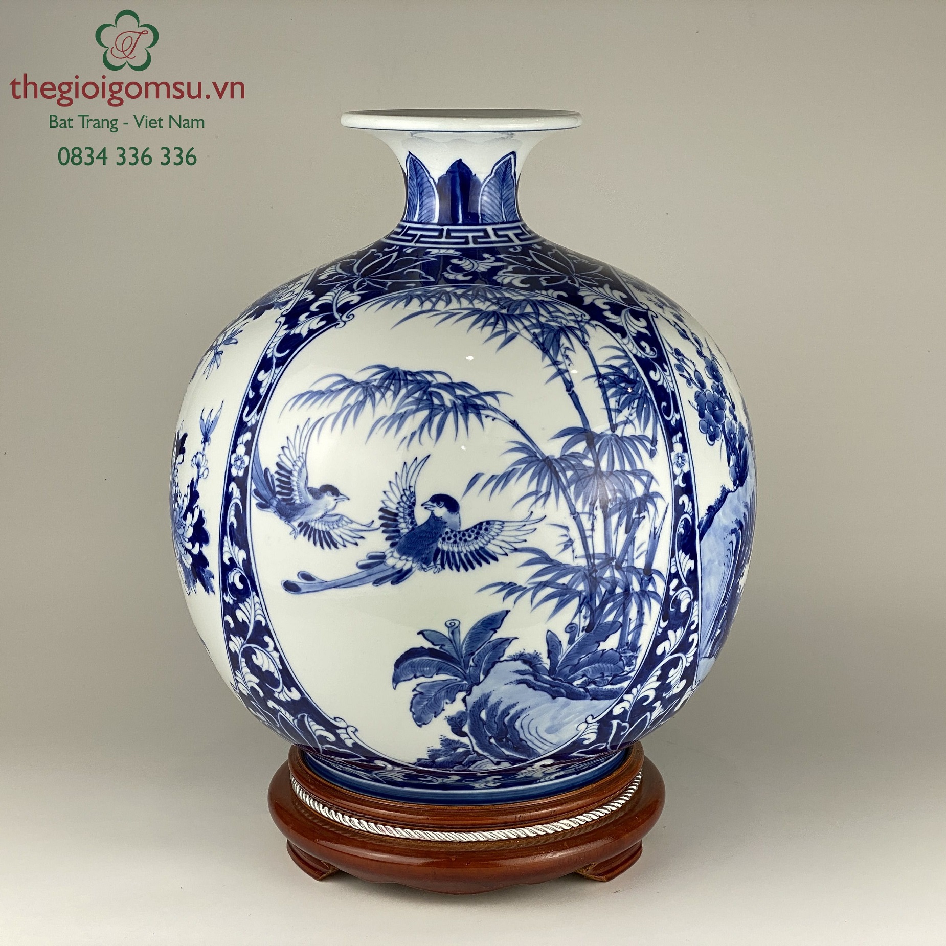 Bình hút tài lộc " Tứ Cảnh" chim ngọc bích