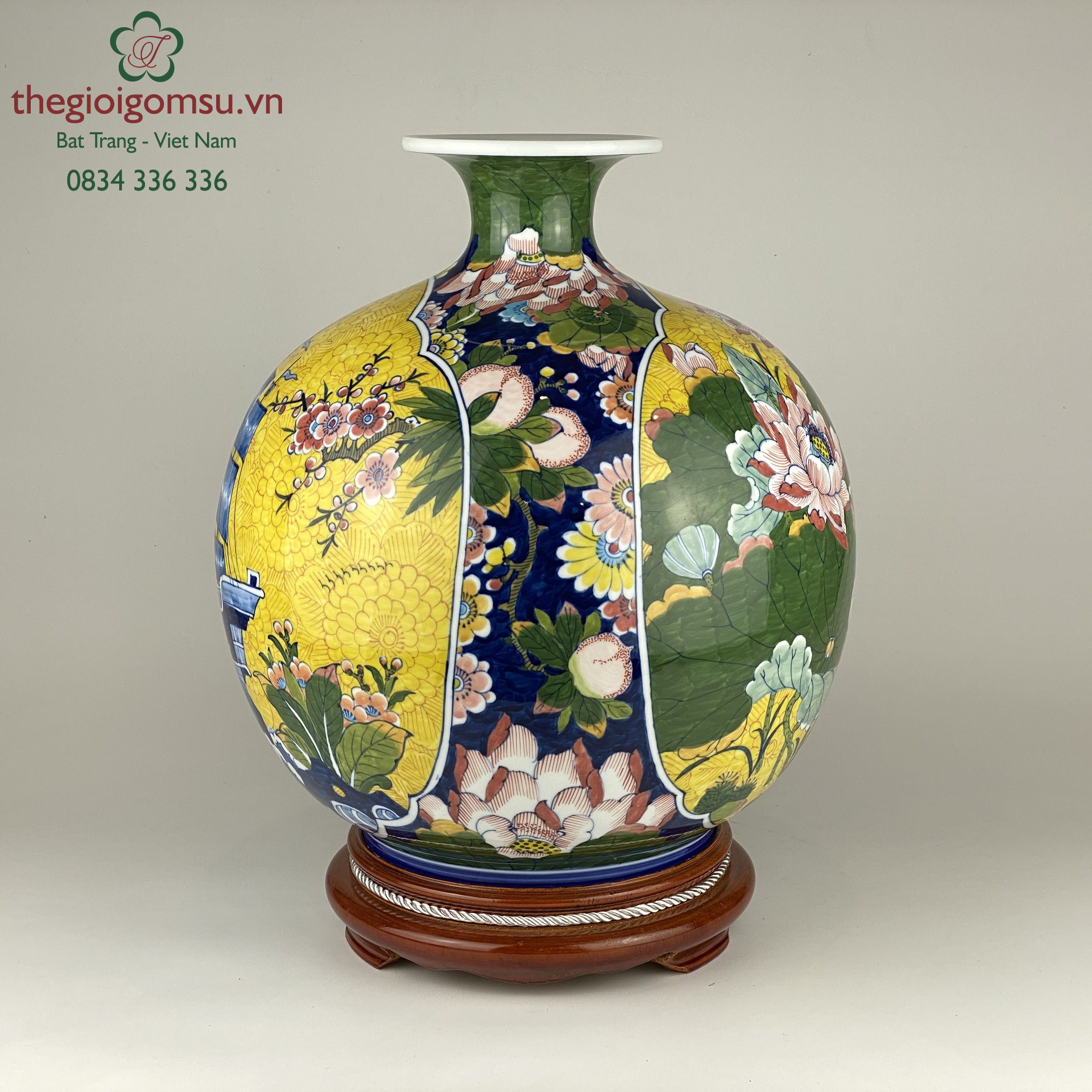 Bình hút tài lộc "thuận buồm xuôi gió ,cá chép trông trăng"nèn vàng