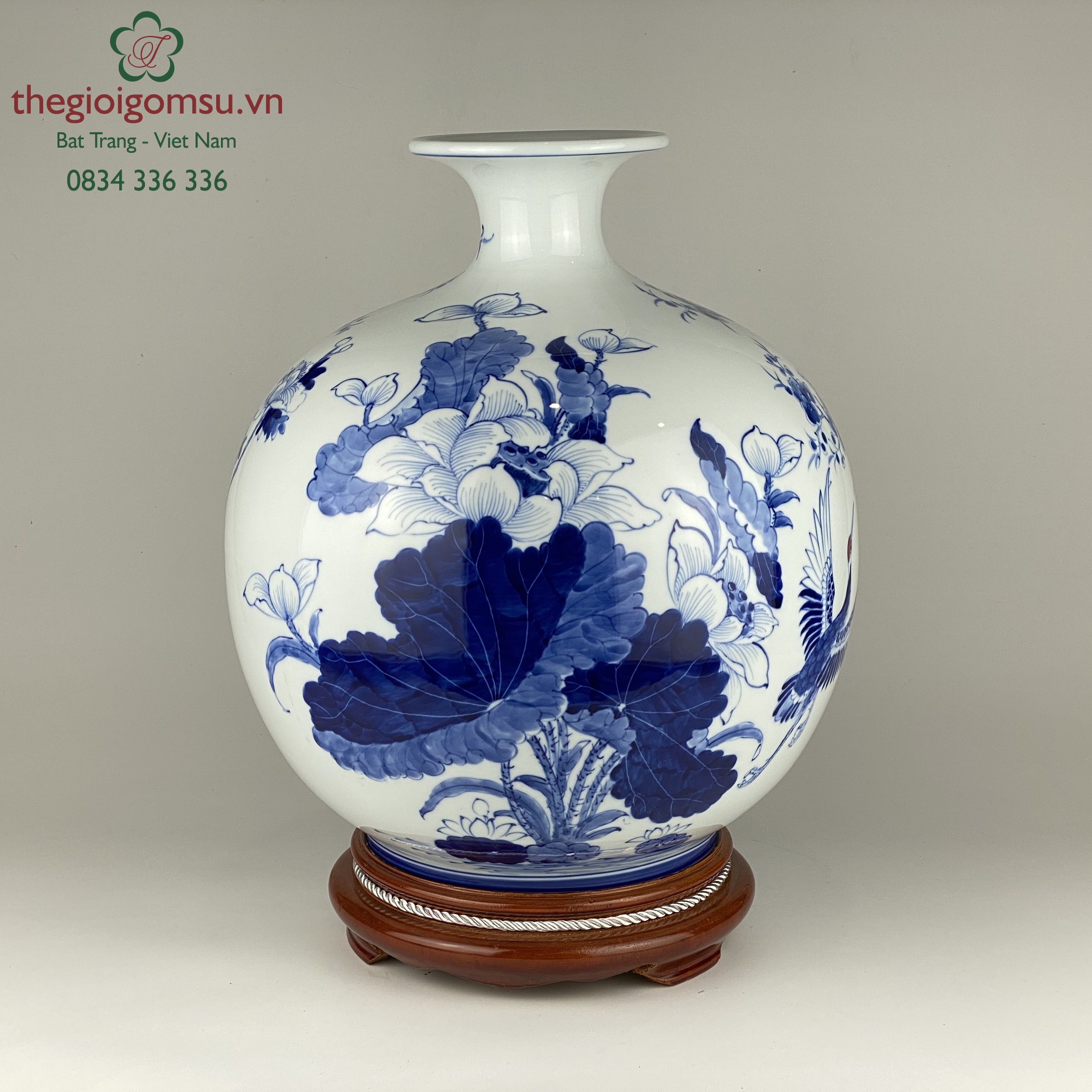 Bình hút tài lộc công thành danh toại, hoa đào, sen,phù dung