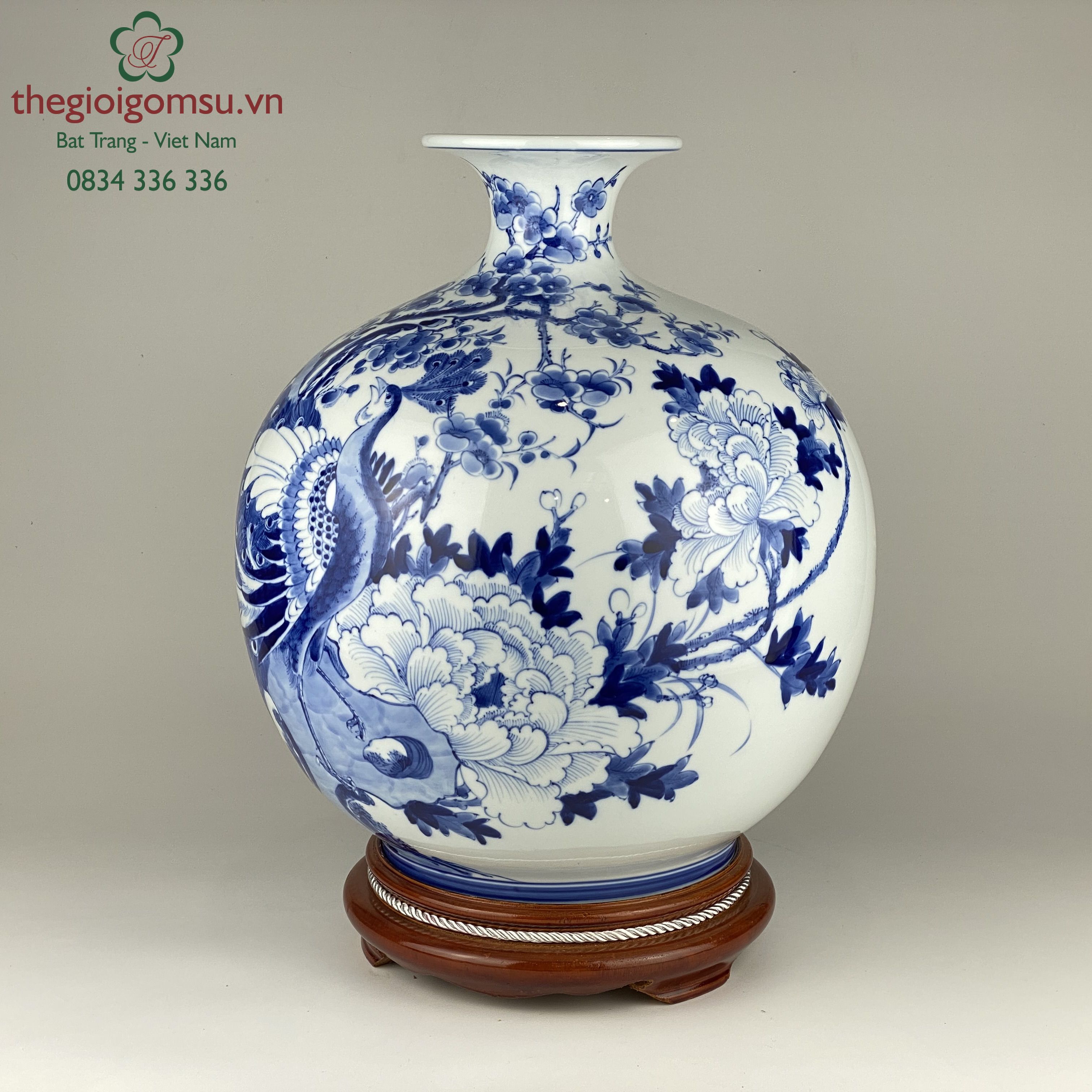 Bình hút tài lộc công thành danh toại, hoa đào, sen,phù dung