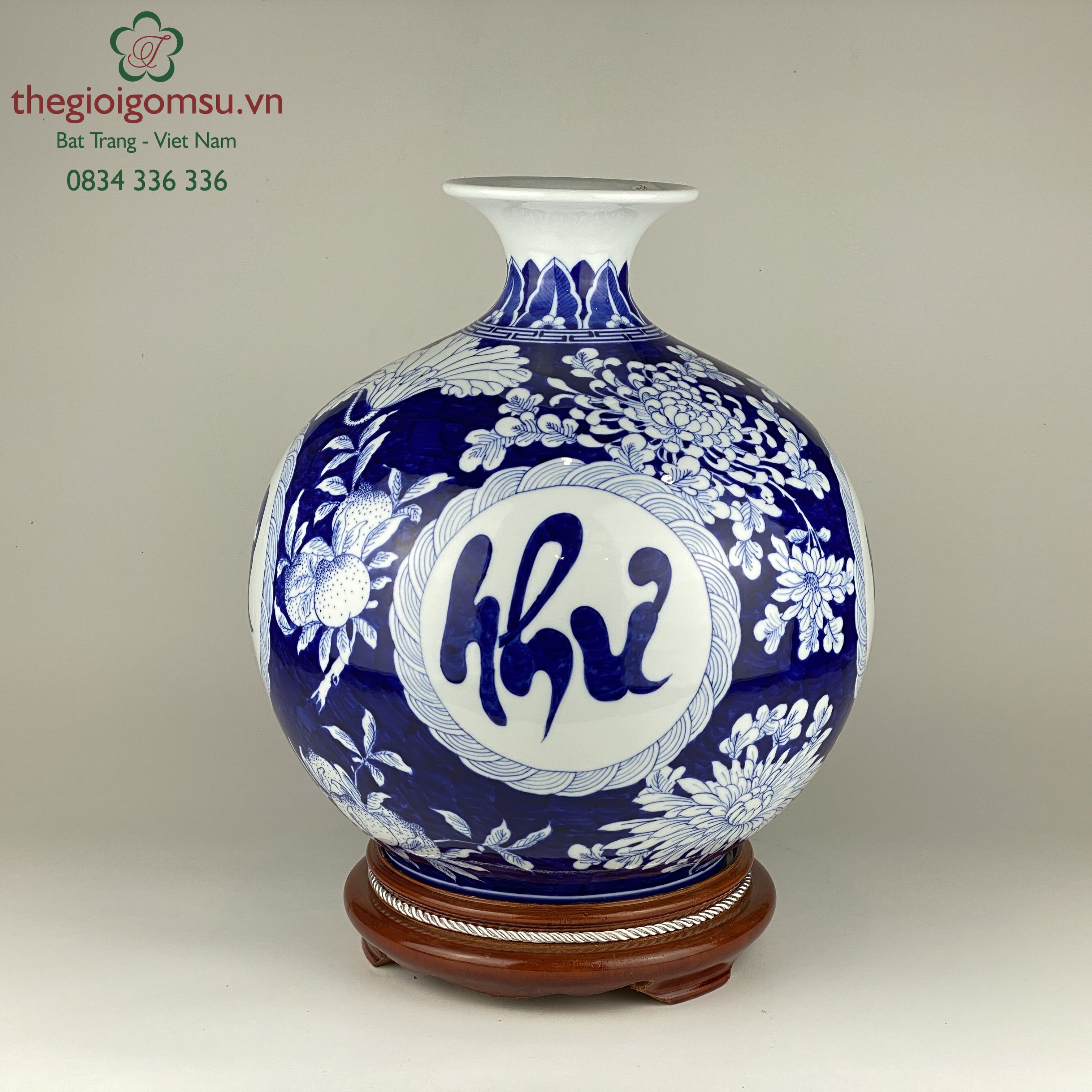 Bình hút tài lộc  "Vạn Sự Như Ý" xanh ngọc bích