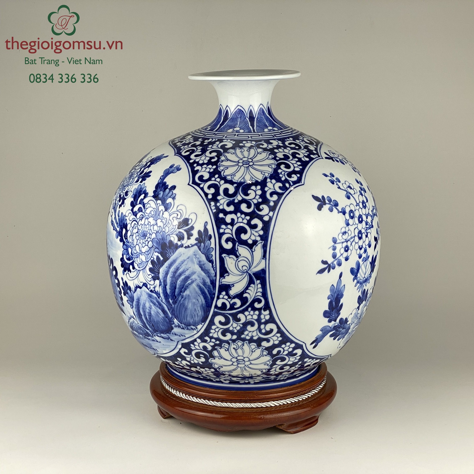 Bình hút tài lộc "Nhị cảnh đôi công và gà trống mái"xanh ngọc bích