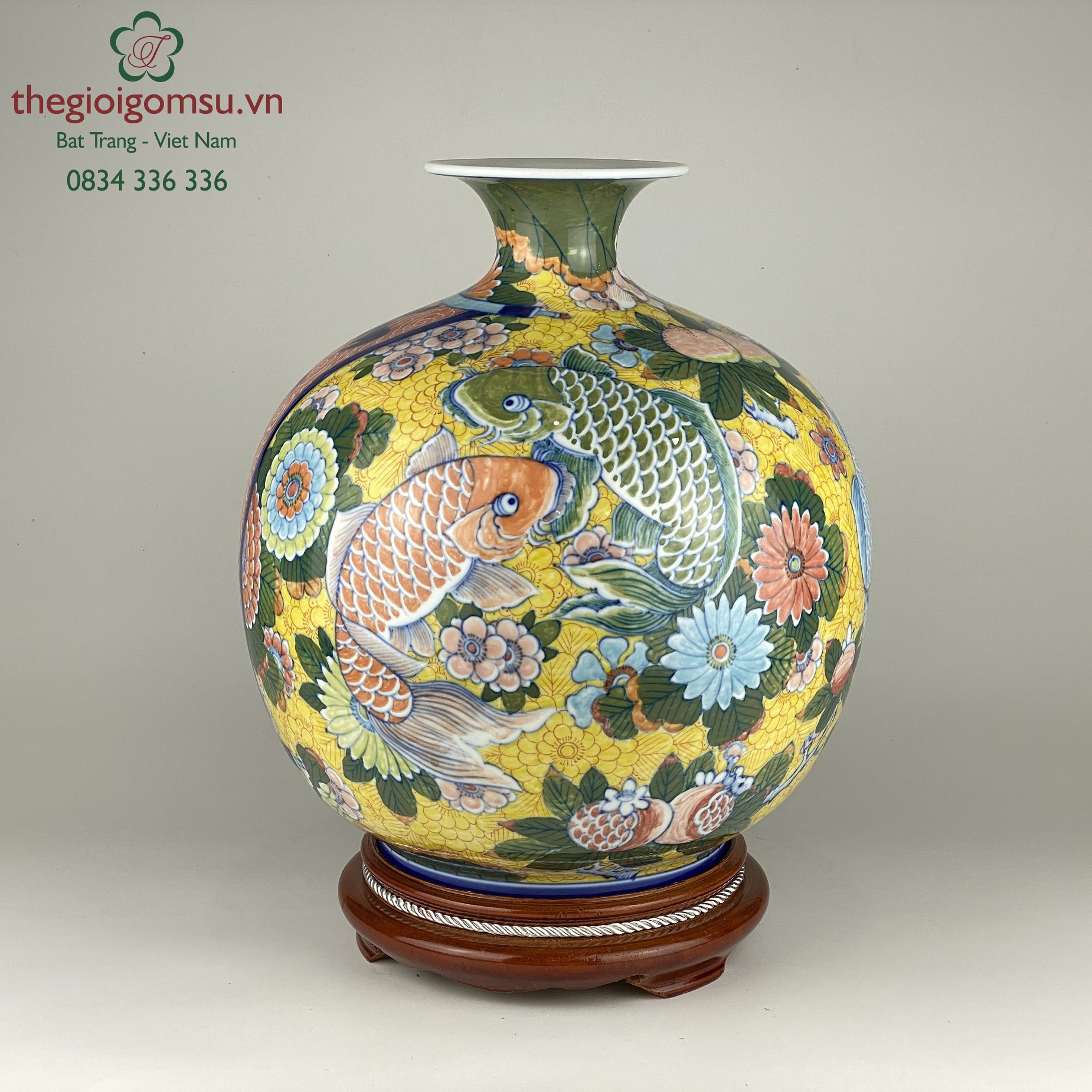 Bình hút tài lộc "Vạn Sự Như Ý" nền hoa nhiều màu