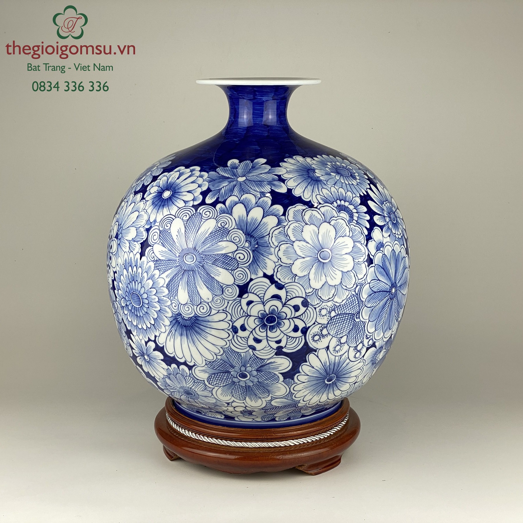 BÌNH HÚT TÀI LỘC "HOA ĐỒNG TIỀN" xanh ngọc bích