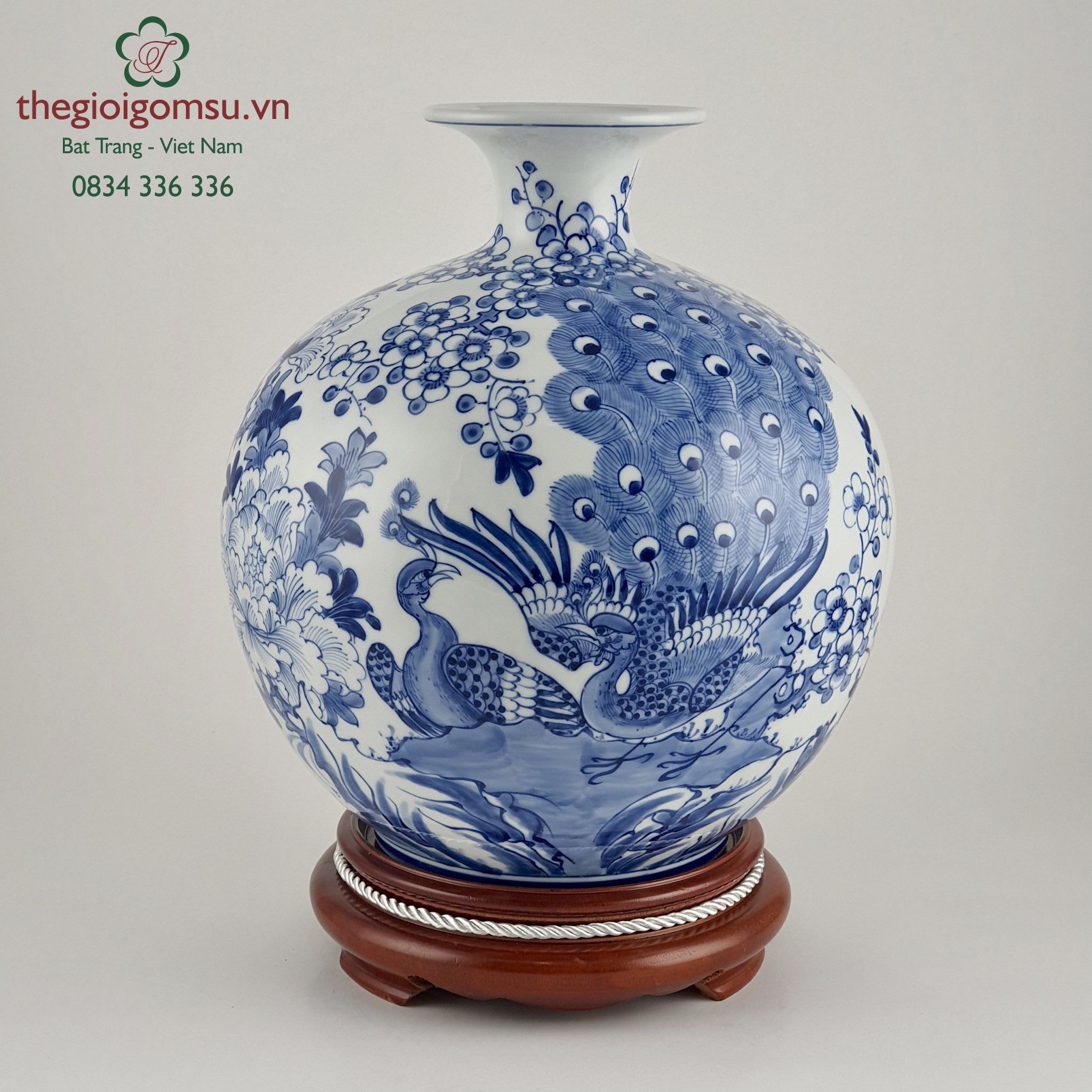 Bình hút tài lộc "Phú quý trường xuân" nền trắng