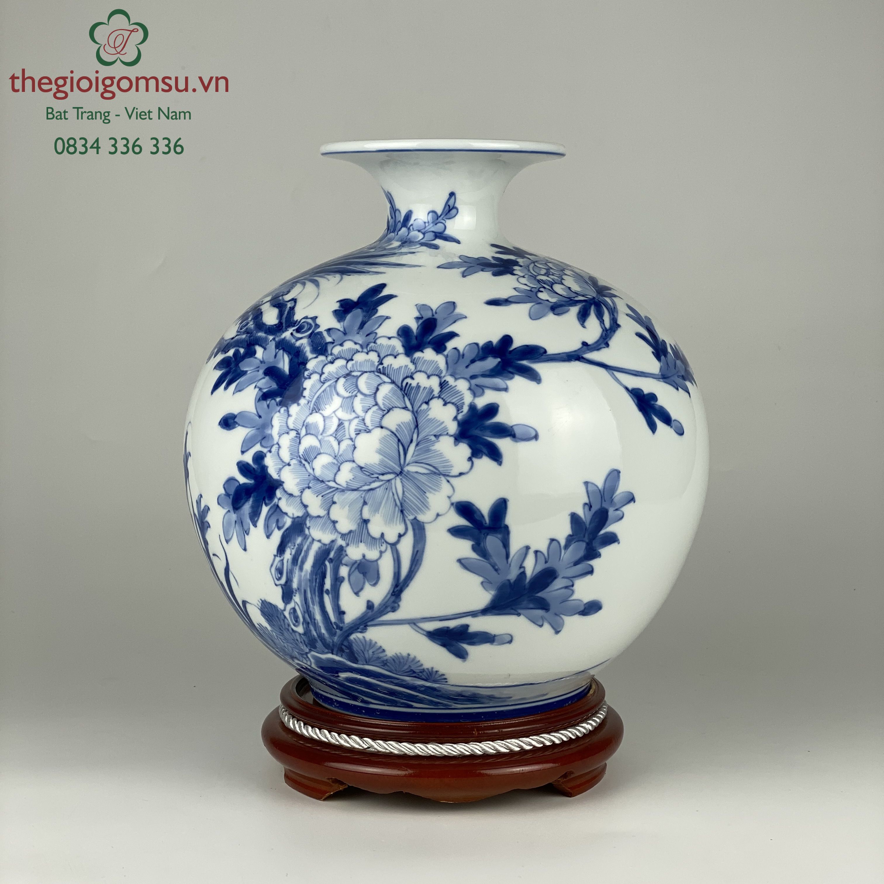 Bình hút tài lộc "Chim hoa mẫu đơn"