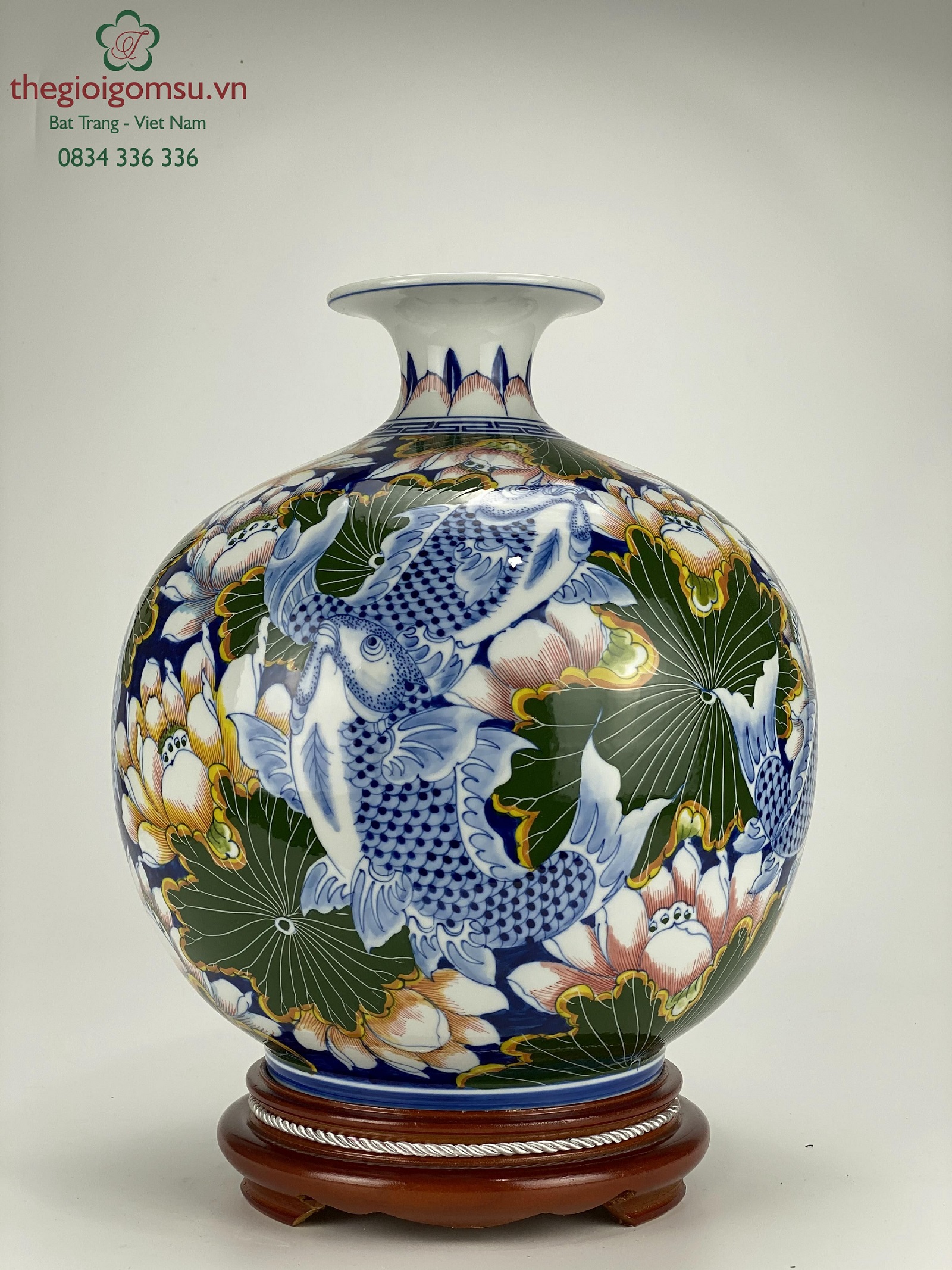 Bình hút tài lộc cá chép liên hoa 2