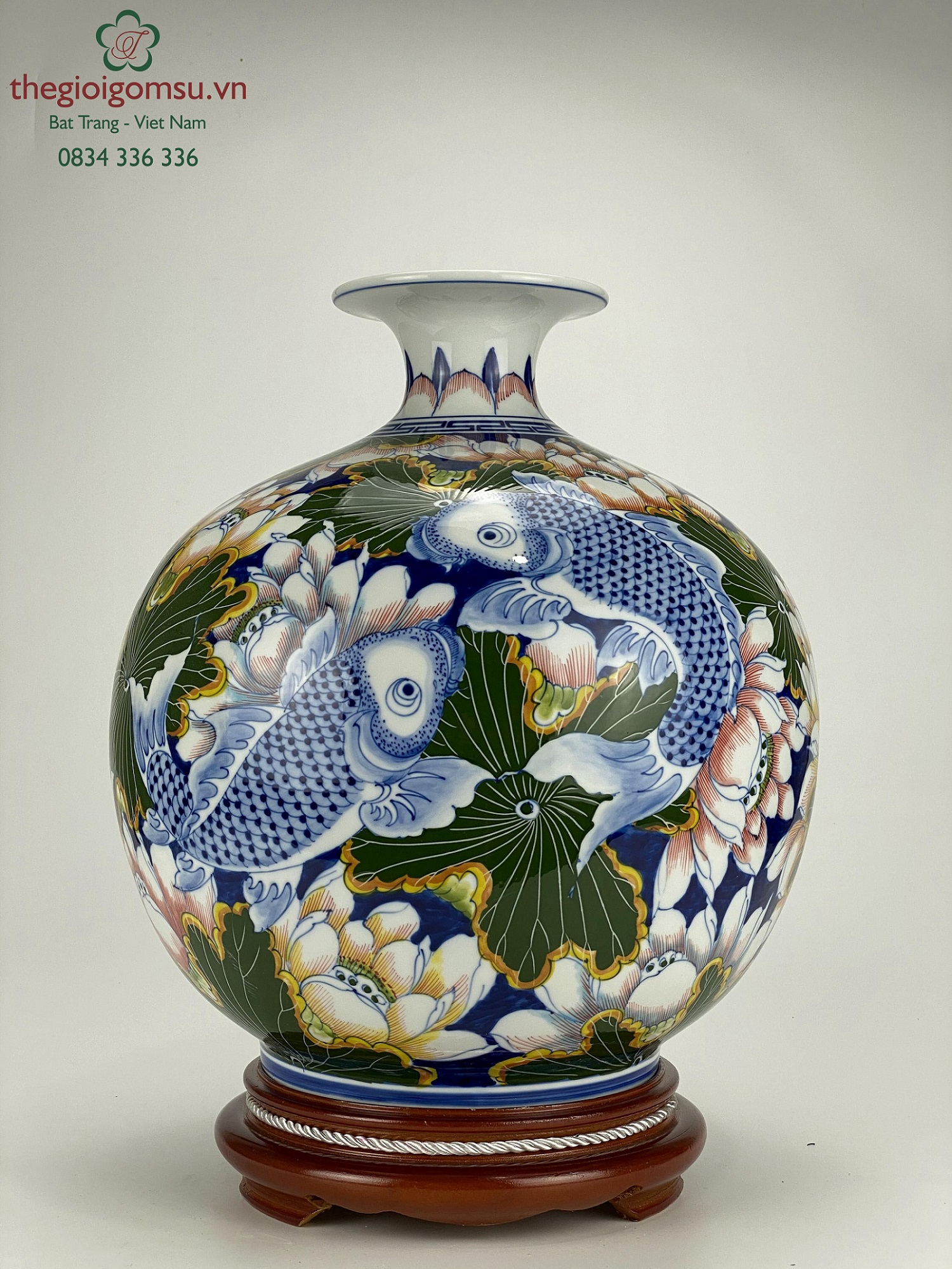 Bình hút tài lộc cá chép liên hoa 2