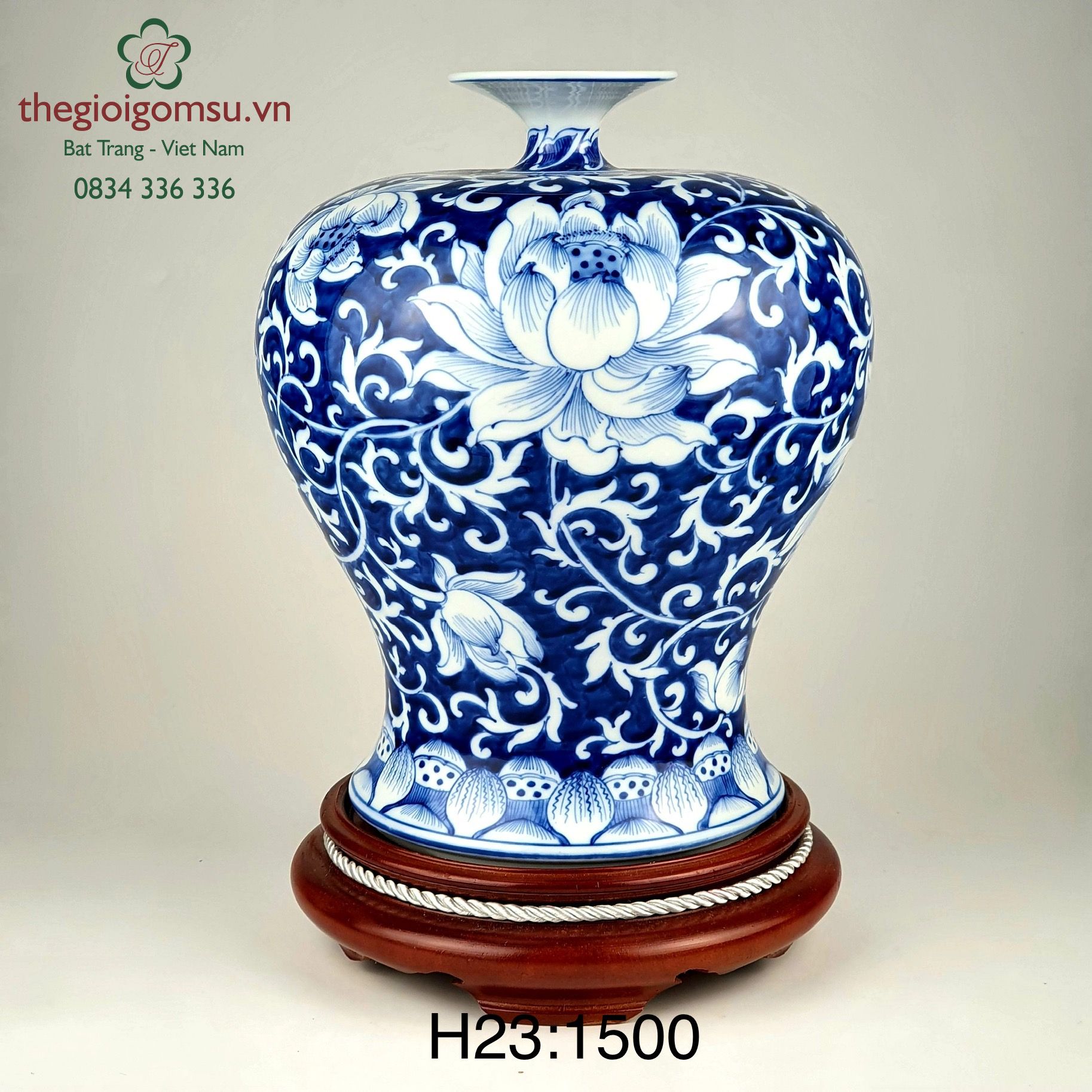 Mai Bình tích lộc Hoa sen dây xanh vuốt tay.