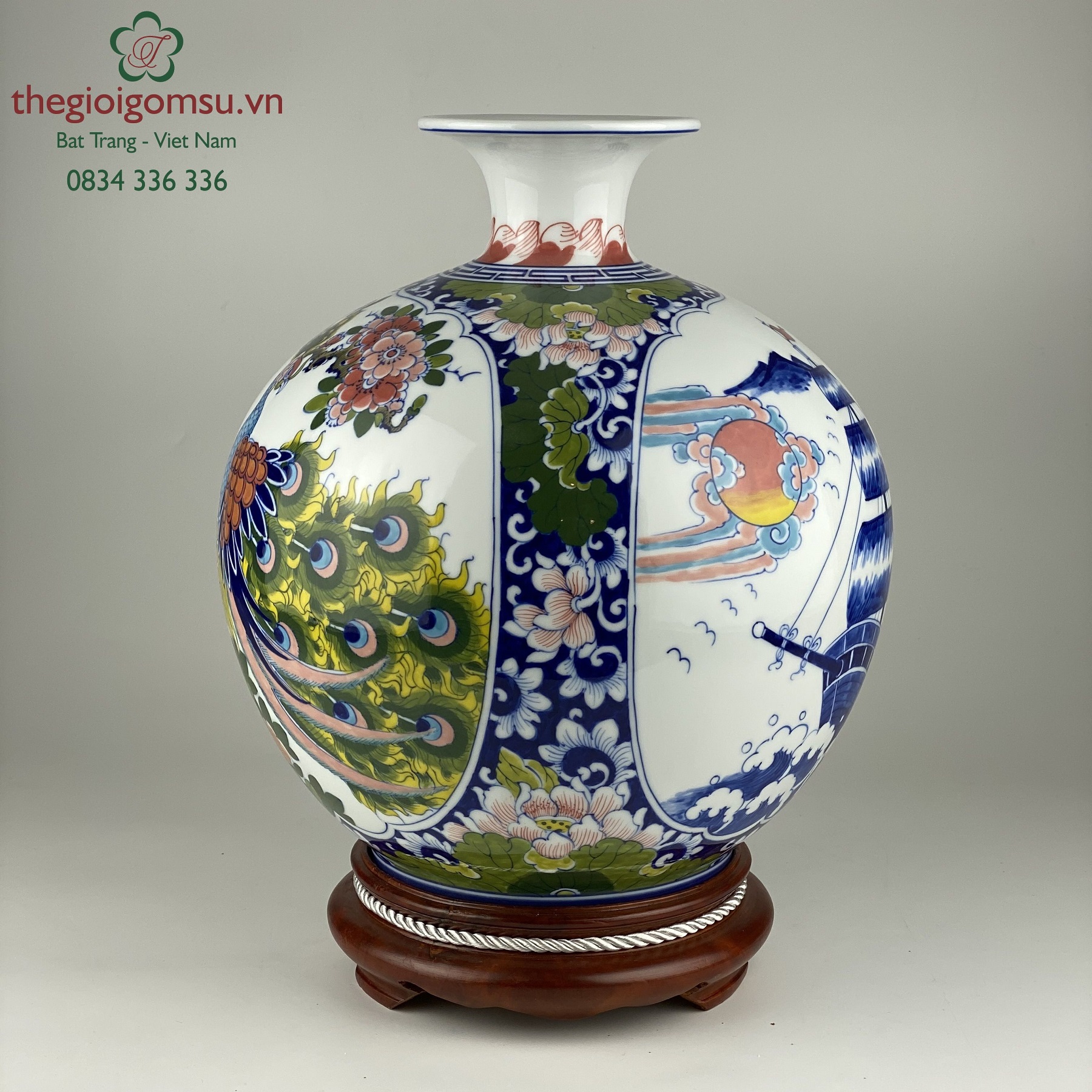 Bình hút tài lộc "Thuận buồm xuôi gió- Công thành danh toại" nền trắng