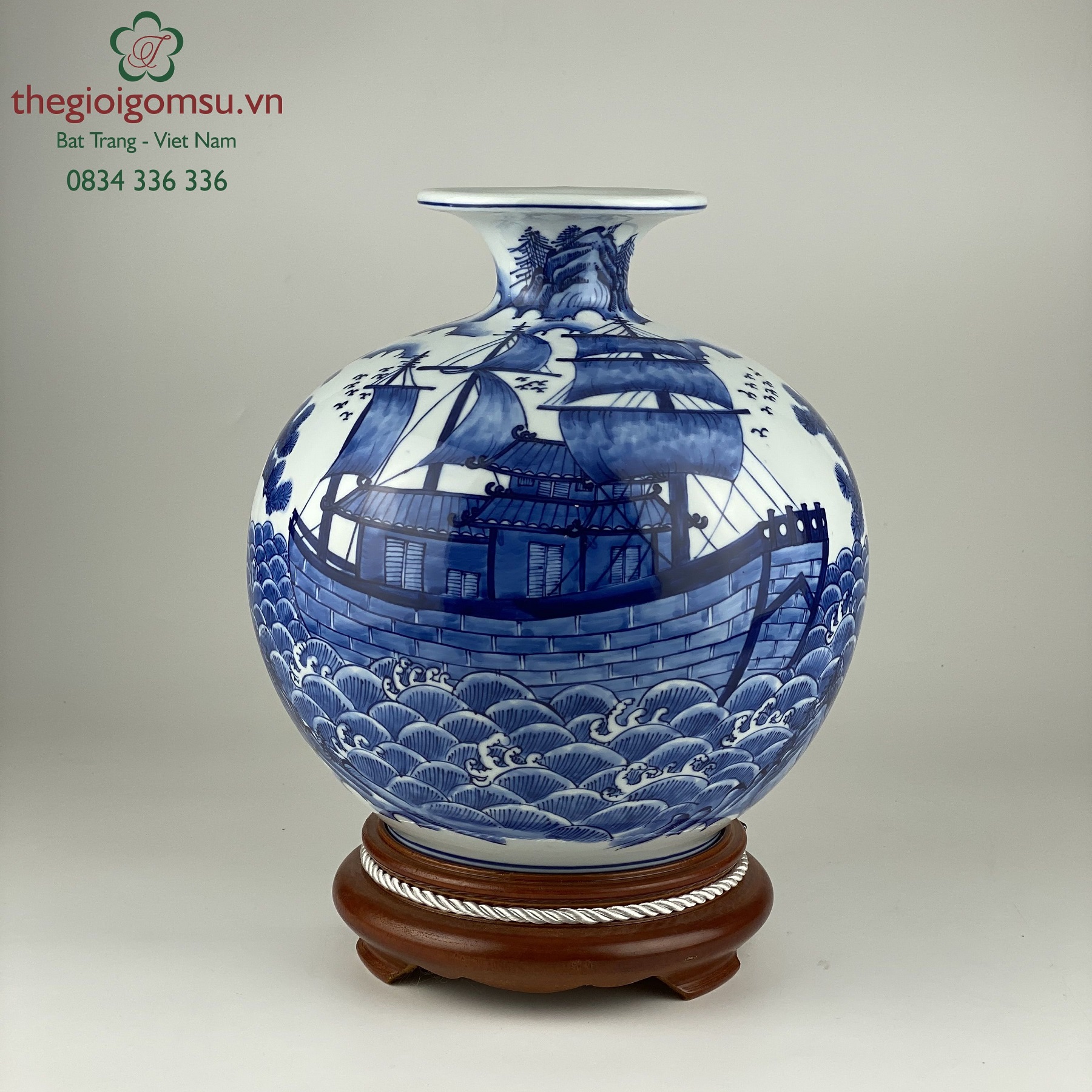 Bình hút tài lộc "Thuận Buồm Xuôi Gió" 2 xanh đại thanh