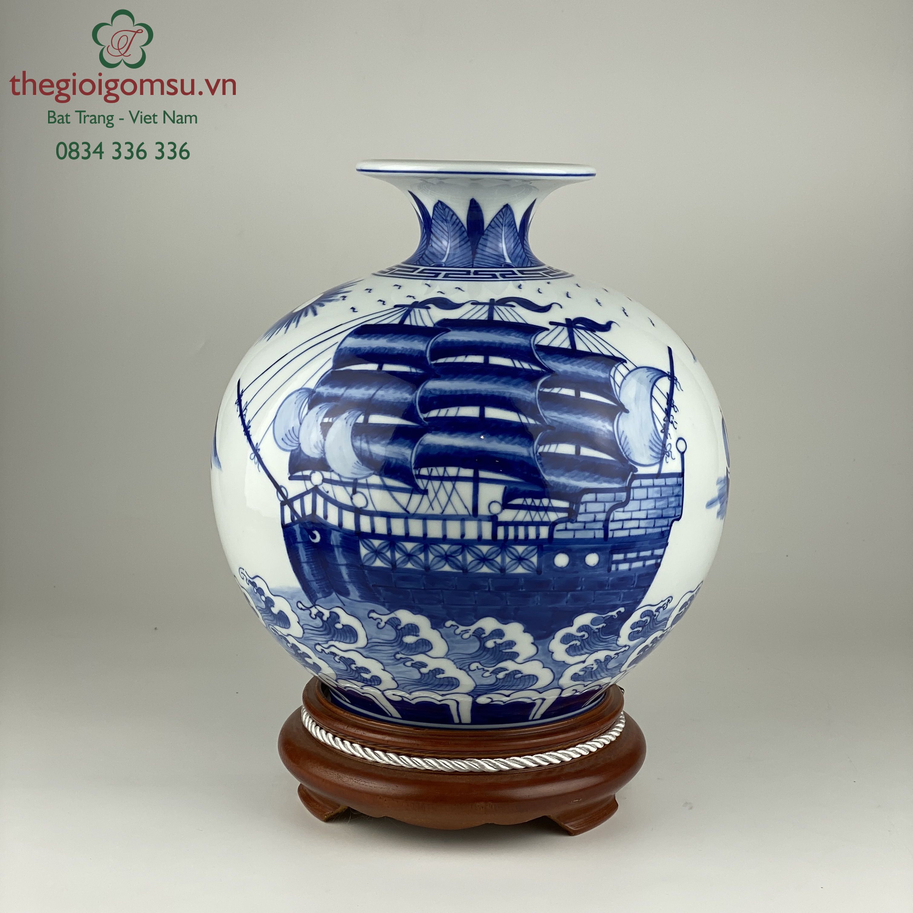 Bình hút tài lộc "Thuận Buồm Xuôi Gió" 3 xanh đại thanh.