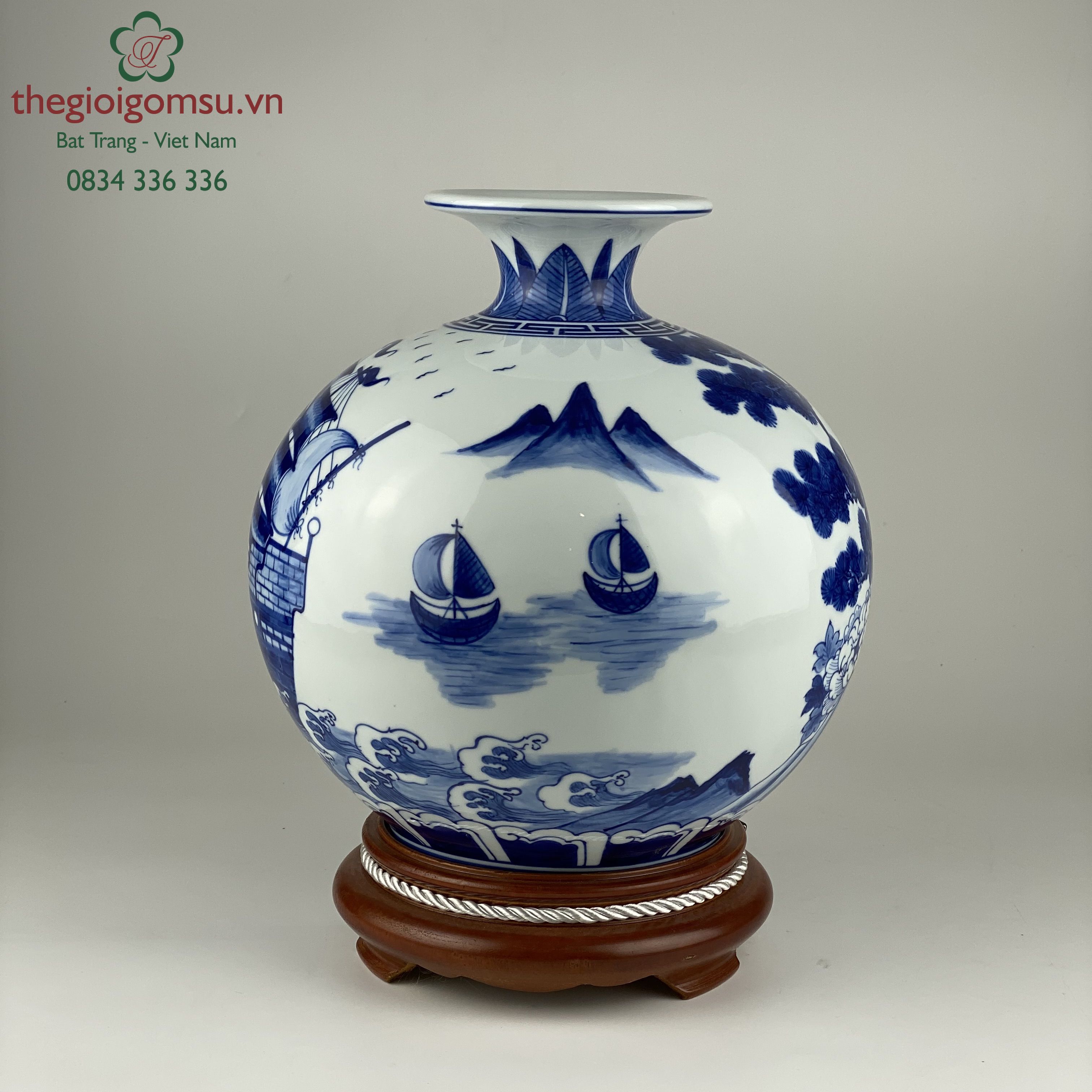 Bình hút tài lộc "Thuận Buồm Xuôi Gió" 3 xanh đại thanh.