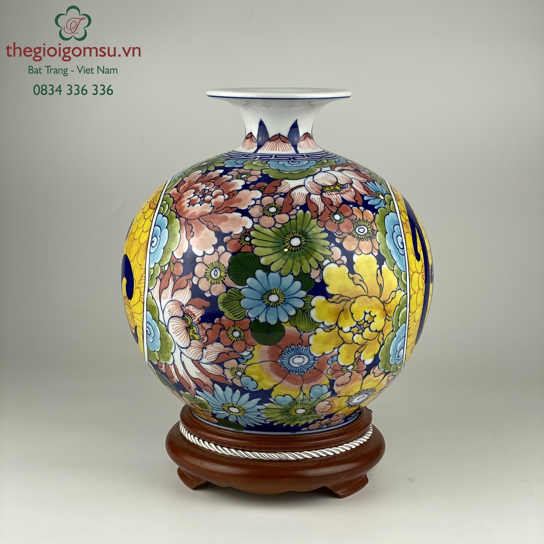 Bình hút tài lộc "Lộc – Thọ nền hoa " nền chữ vàng đại cát