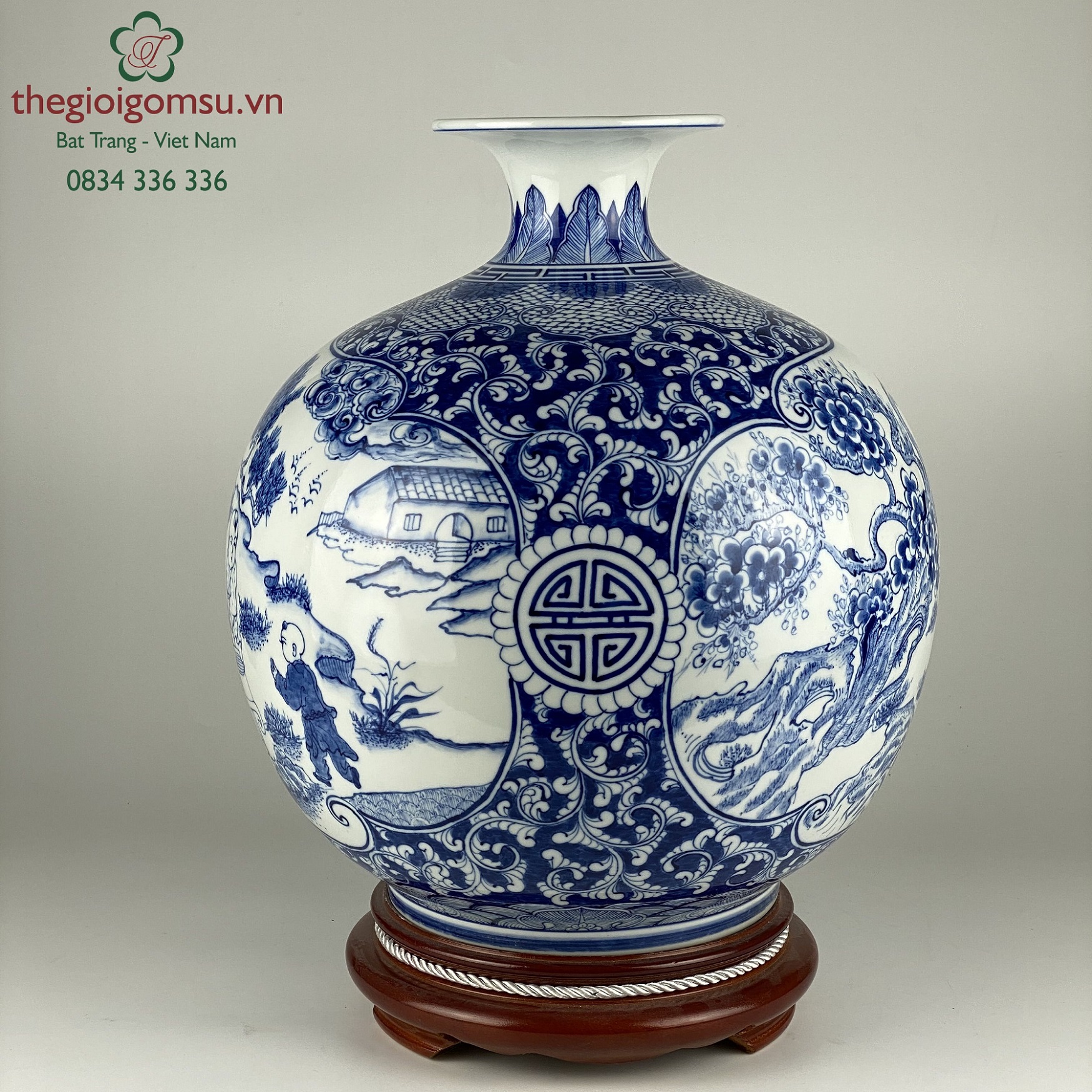 Bình hút tài lộc "bách nhi bách phúc" xanh ngọc bích  nền trắng