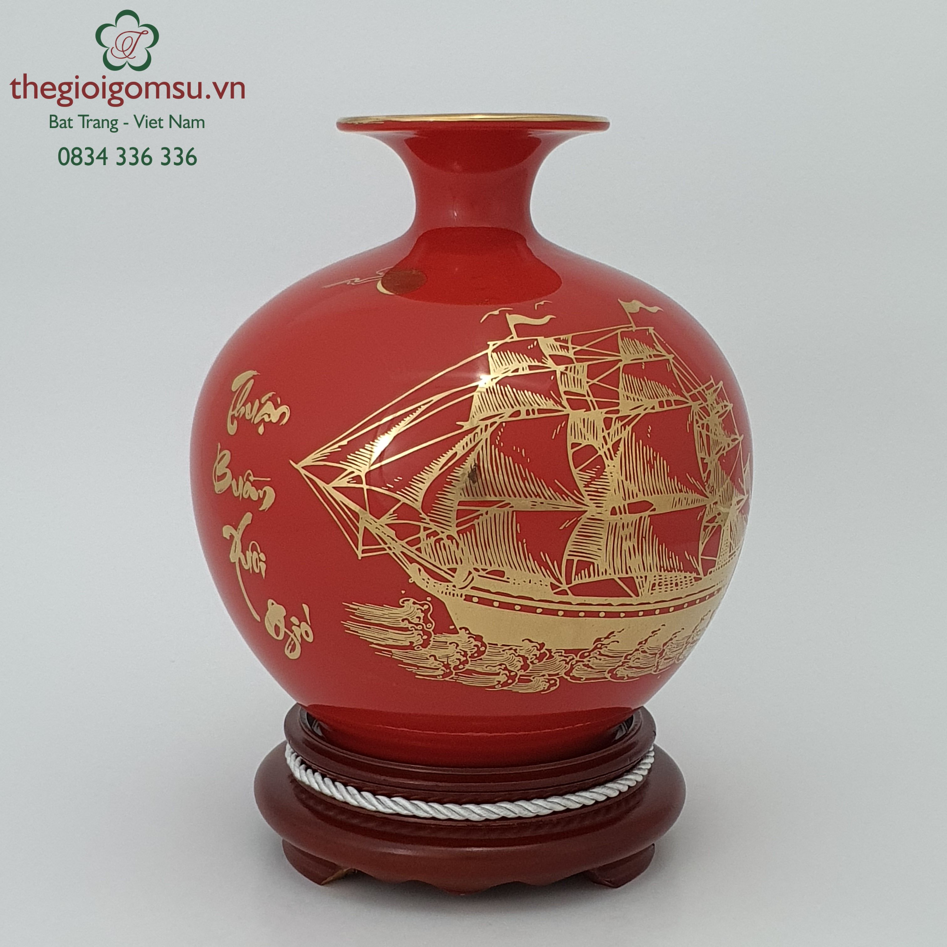 Bình Hút Tài Lộc huyết dụ "Thuận Buồm Xuôi Gió" can vàng