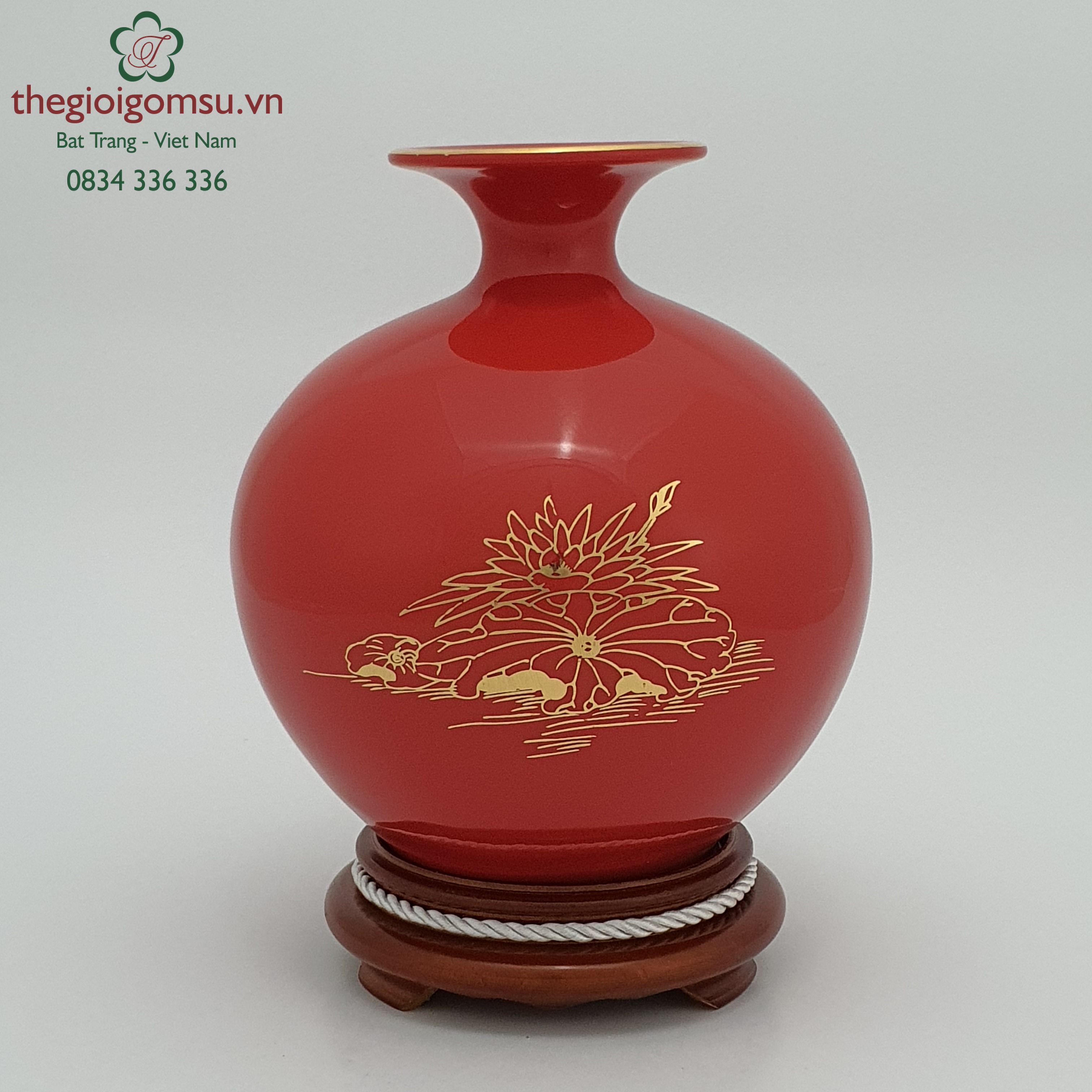 Bình hút tài lộc huyết dụ " Cá chép trông trăng" can vàng