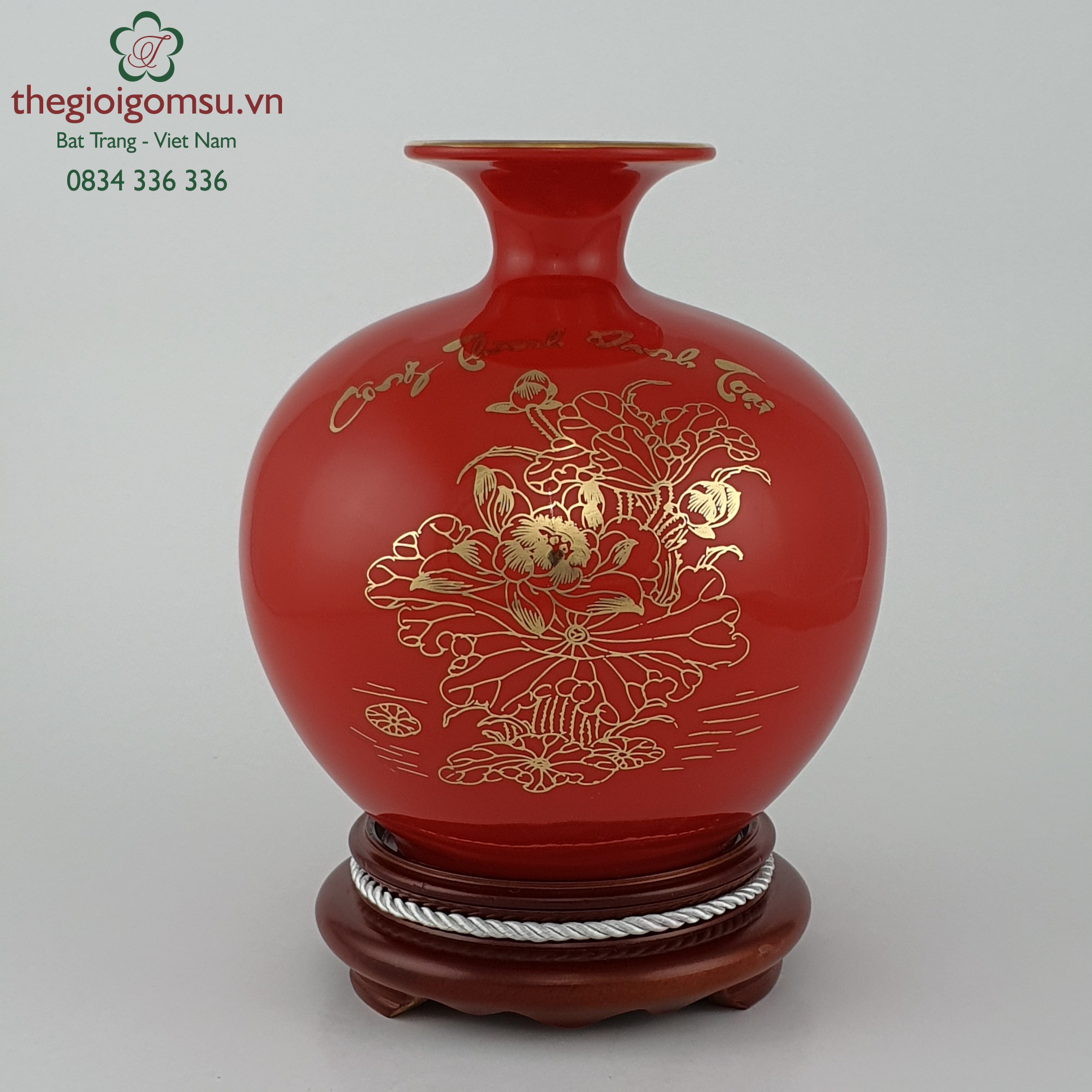 Bình hút tài lộc huyết dụ "Công thành danh toại" can vàng