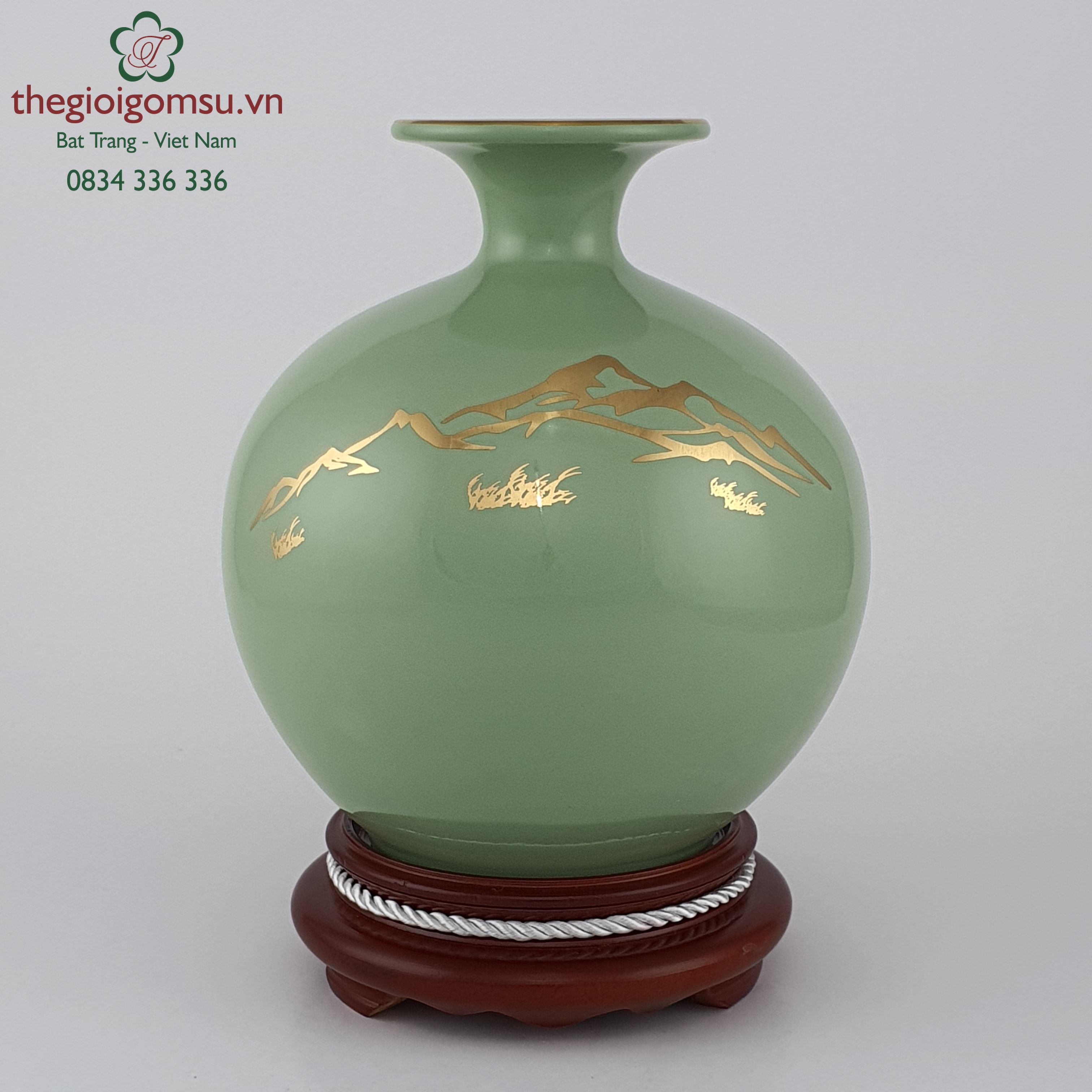  Bình hút tài lộc lục bảo nhạt "mã đáo thành công" can vàng