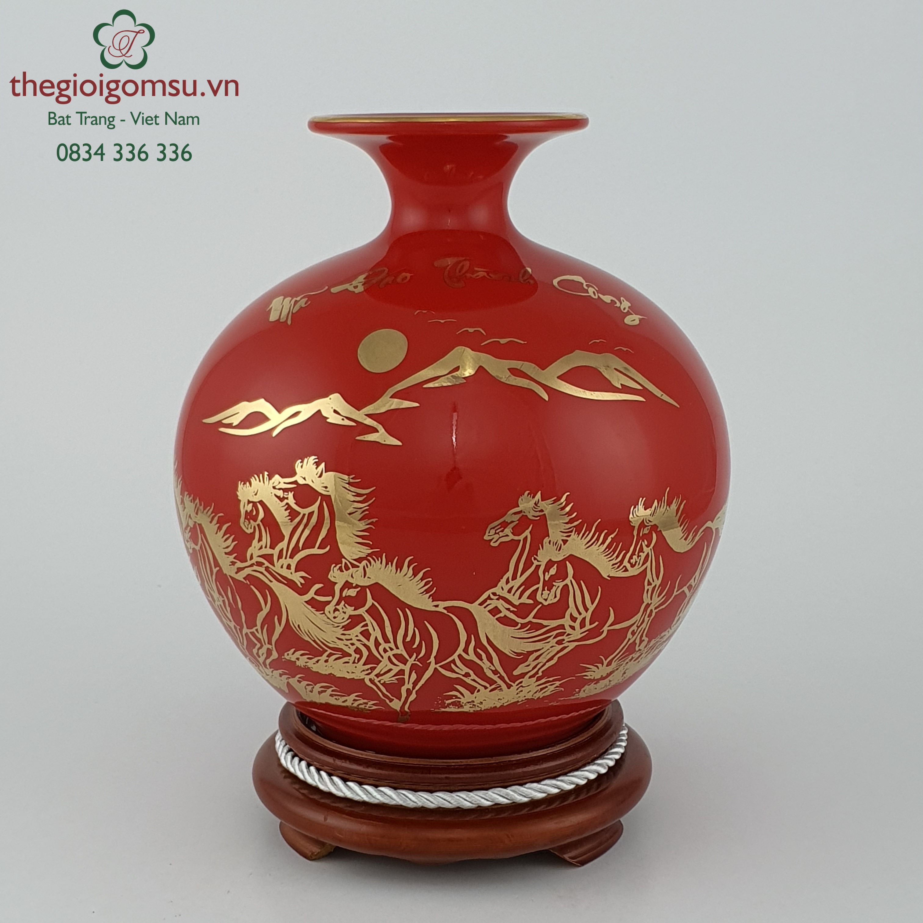  Bình hút tài lộc huyết dụ "Mã đáo thành công" can vàng