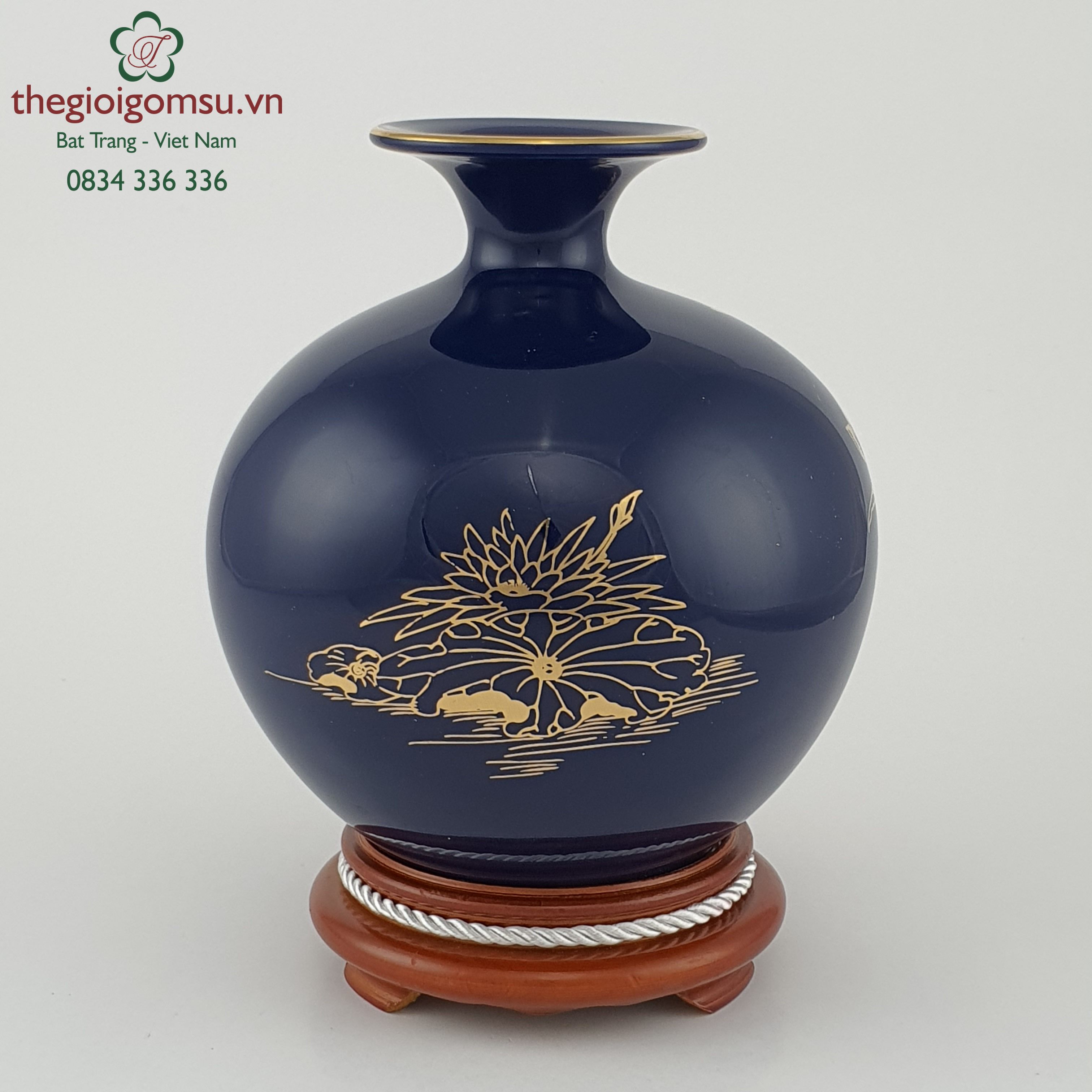 Bình hút tài lộc đại thanh "Cá chép trông trăng" can vàng