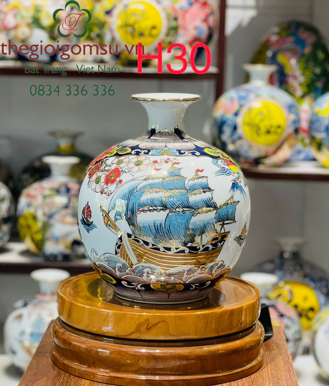 Bình hút Tài Lộc Nhị Cảnh " Thuận Buồm Xuôi Gió - Mã Đáo Thành Công " vẽ vàng kim